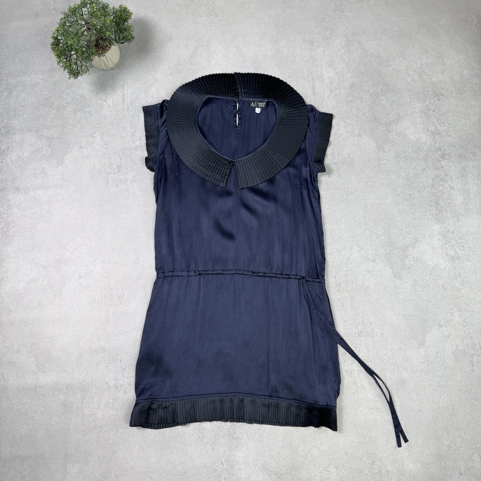 Vintage Armani Jeans Silk Mini Dress Size US 10 Blue