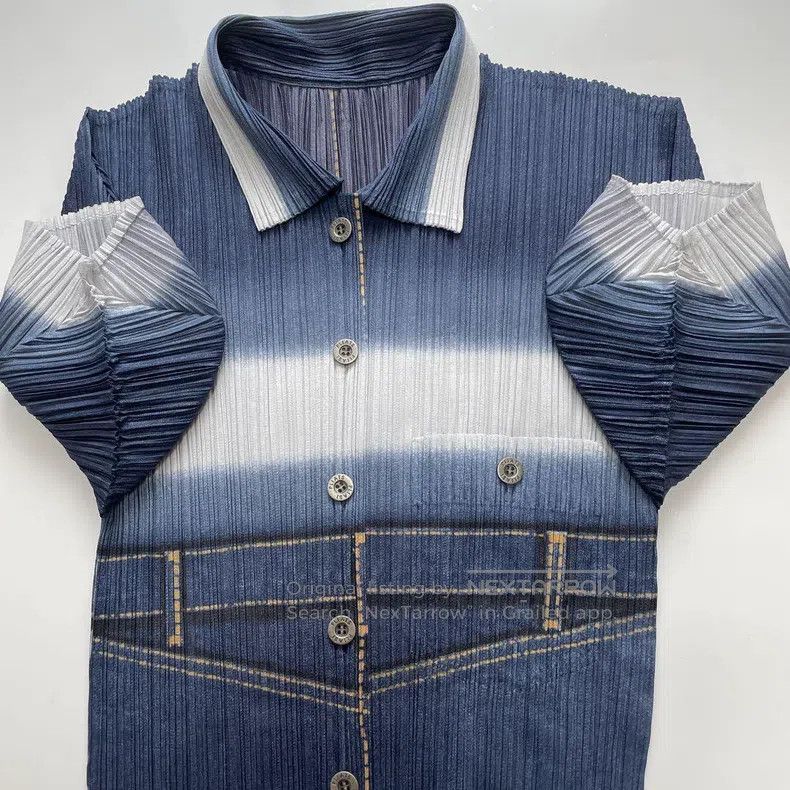Issey Miyake Issey Miyake Blue Shirt Size M / US 6-8 / IT 42-44 - 2 Thumbnail