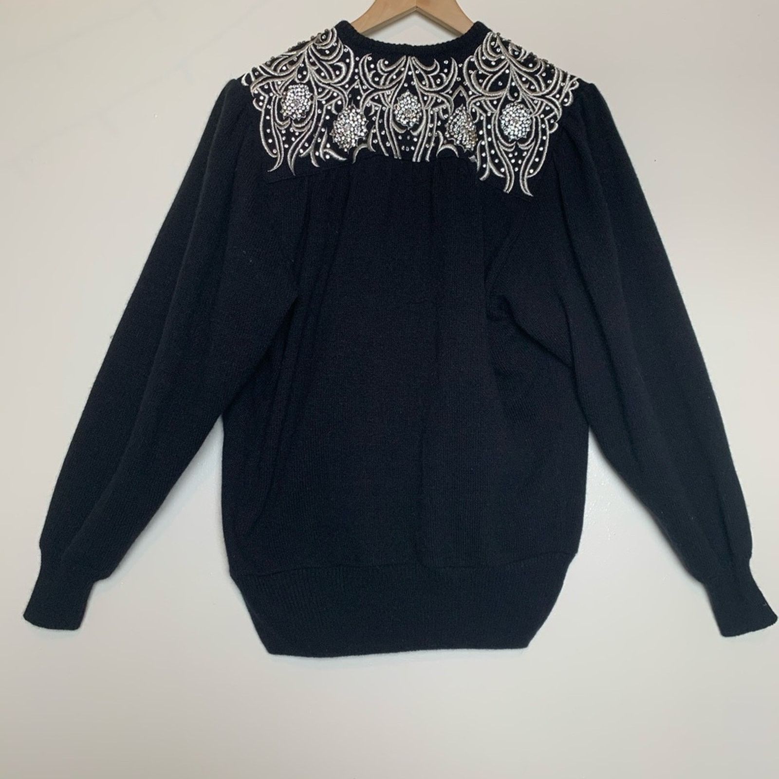 Vintage Vintage Black Angora Embellished Wrap Sweater Size Small Size S / US 4 / IT 40 - 7 Thumbnail