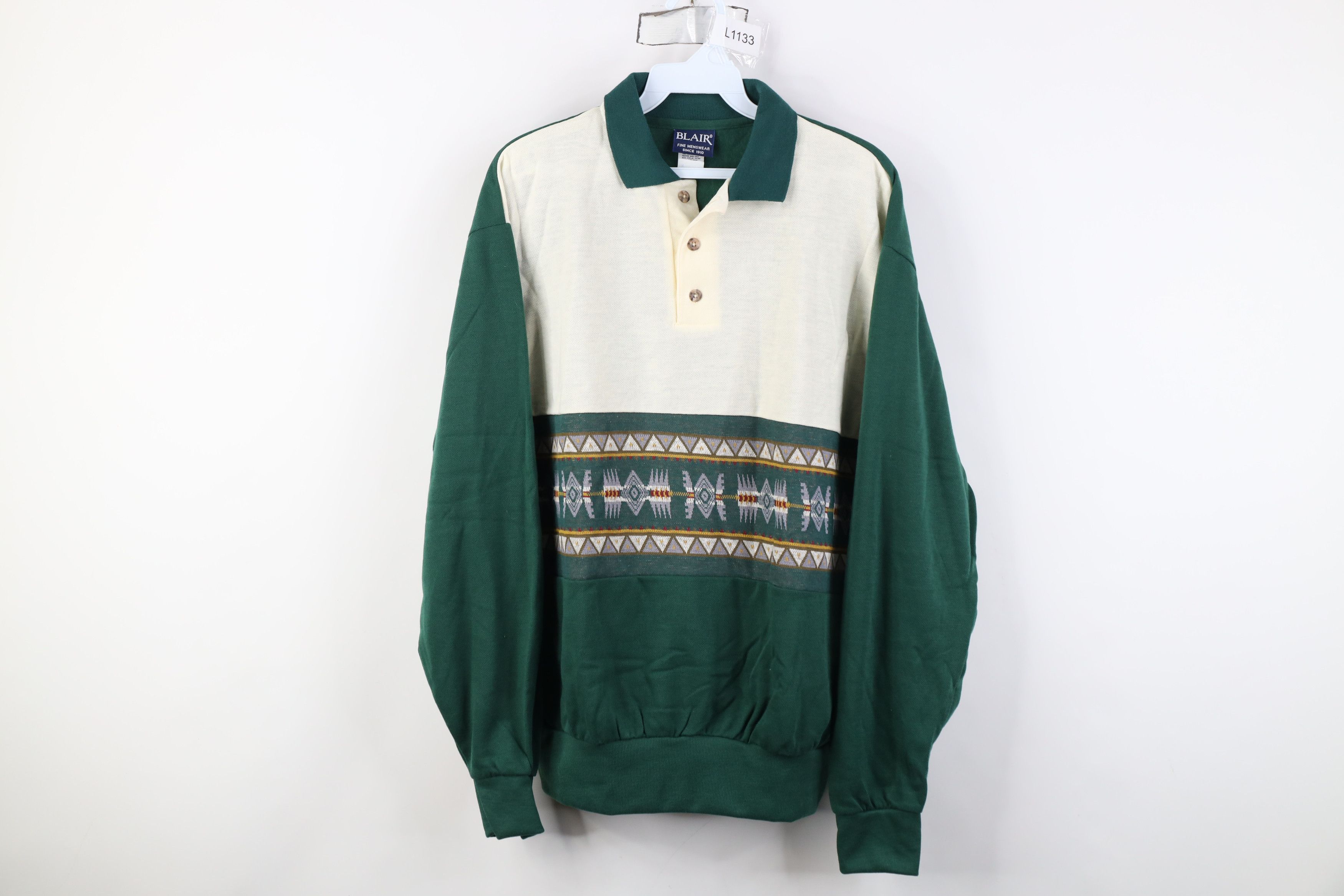Vintage Vintage 90s Streetwear Fair Isle Collared Sweatshirt USA Size US M / EU 48-50 / 2 - 1 Thumbnail