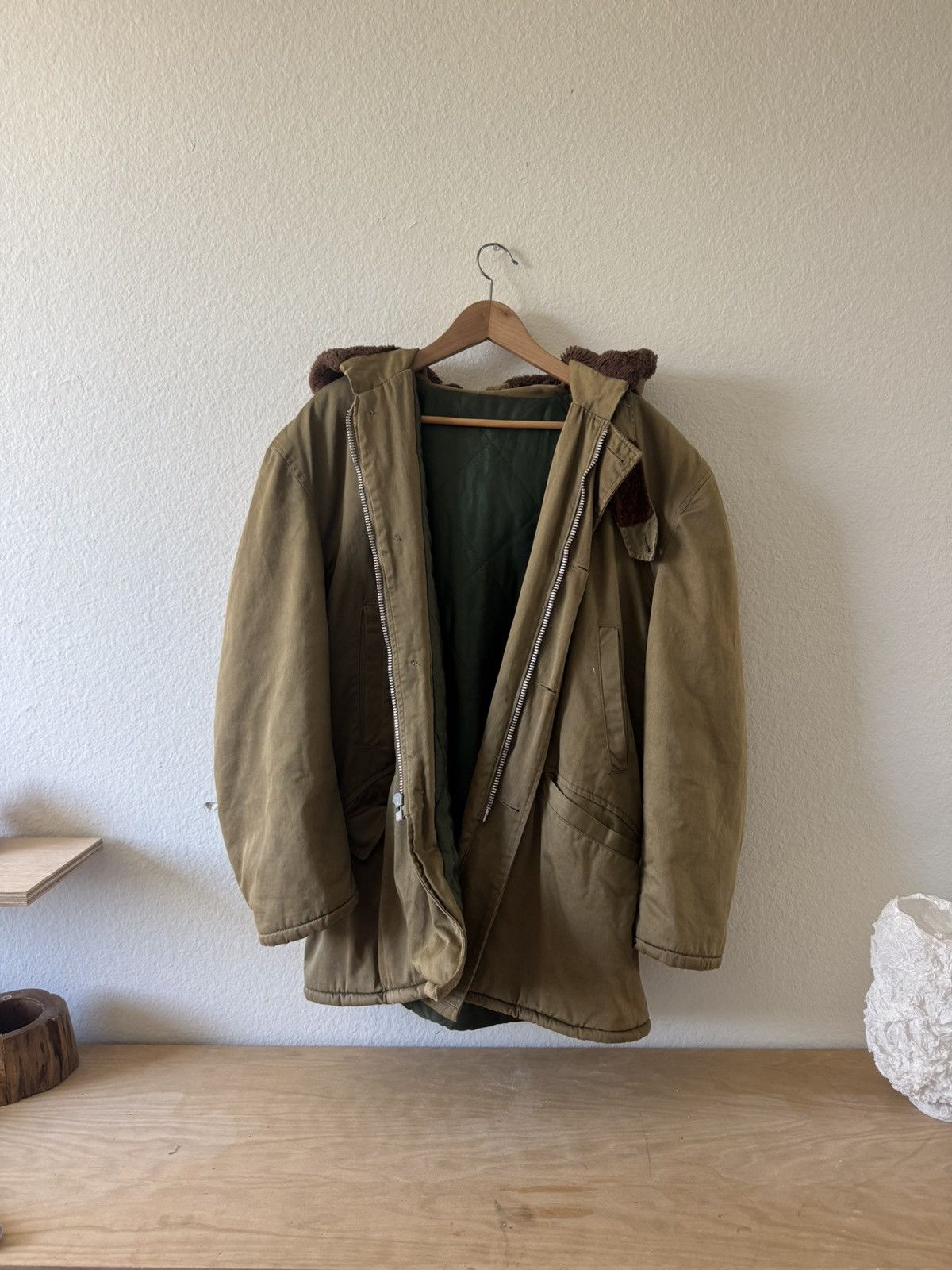 Vintage Vintage Military-Style Parka with Sherpa Hood – Olive Green Size US L / EU 52-54 / 3 - 1 Thumbnail