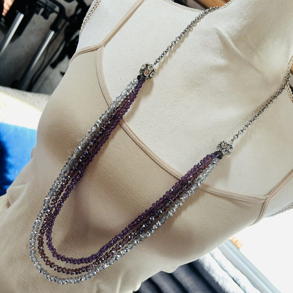 Other Triple strand faceted glass crystal rhondelle disco necklace Size ONE SIZE - 1 Thumbnail