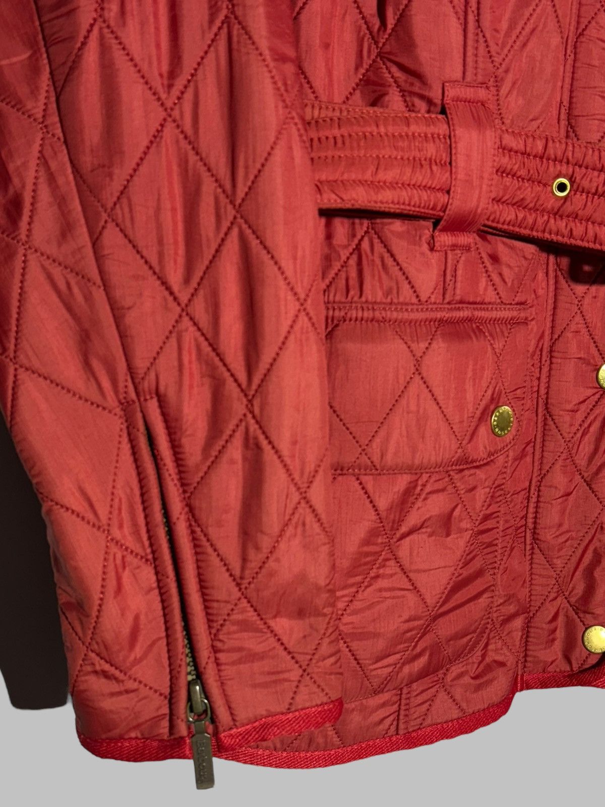 Barbour 🔥 BARBOUR INTERNATIONAL BELTED QUILTED JACKET MOTO HOT RED Size M / US 6-8 / IT 42-44 - 5 Thumbnail