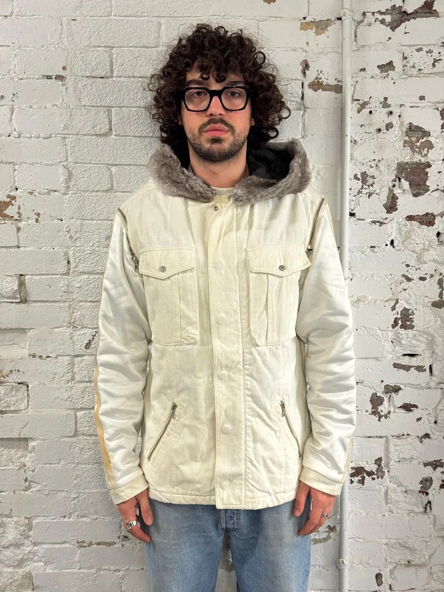 Dolce & Gabbana AW2003 Dolce & Gabbana Hip Hop Fur Hooded Detachable Sleeves White Jacket Size US M / EU 48-50 / 2 - 3 Thumbnail