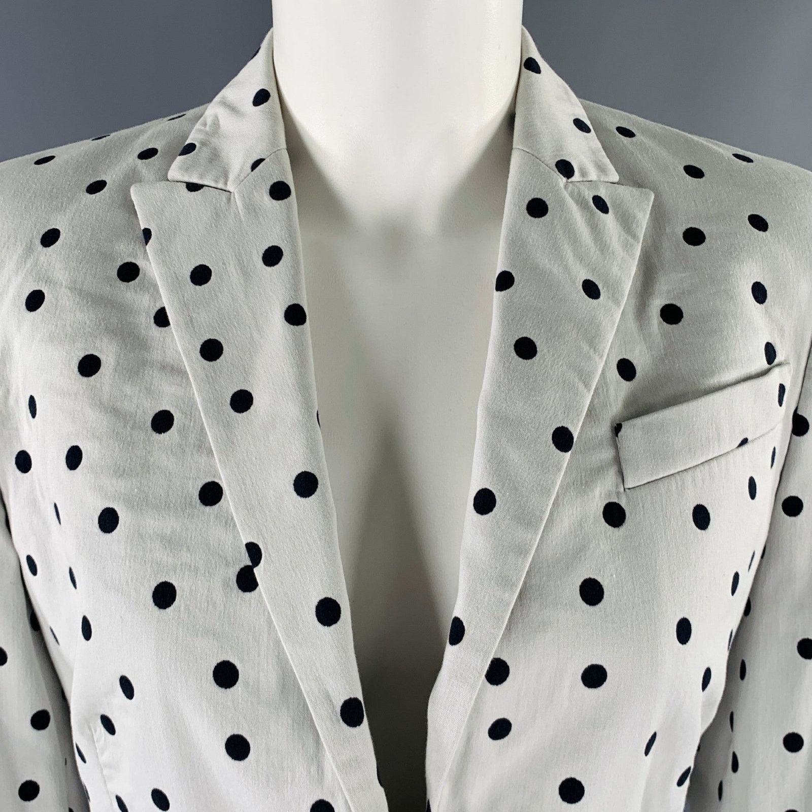 Akris AKRIS Size 8 White Black Cotton Blend Polka Dot Blazer Size M / US 6-8 / IT 42-44 - 2 Thumbnail