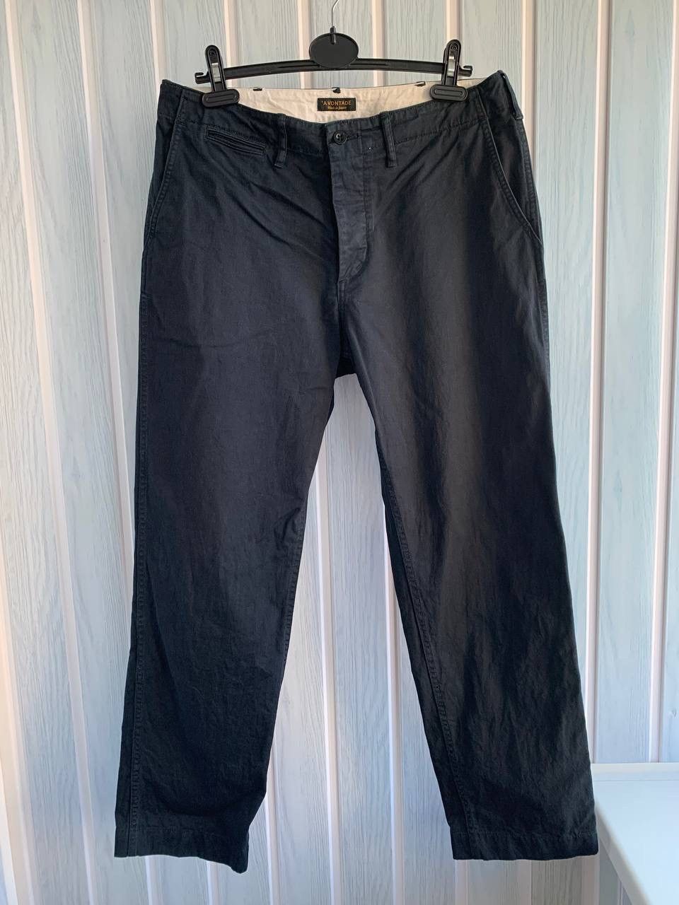 *A VONTADE × Japanese Brand A VONTADE Navy Sanforized Cotton By Drive On Track Trousers Size US 33 - 1 Thumbnail