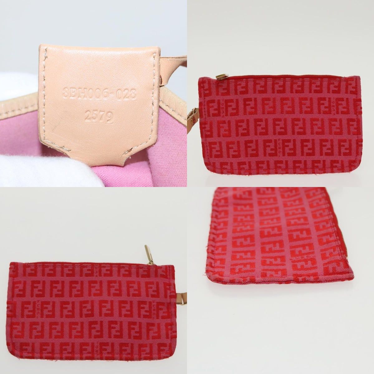 Fendi FENDI Zucchino Canvas Hand Bag Red Gold Size ONE SIZE - 12 Thumbnail
