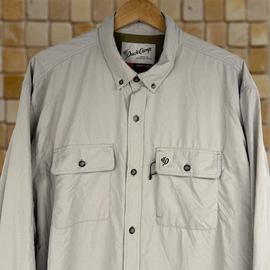 Vintage Duck Camp Shirt Mens 3XL Beige Short Sleeve Nylon Polyester Button-Up Embroidered Outdoor Casual Vintage: No (omit) Size US XXL / EU 58 / 5 - 1 Thumbnail