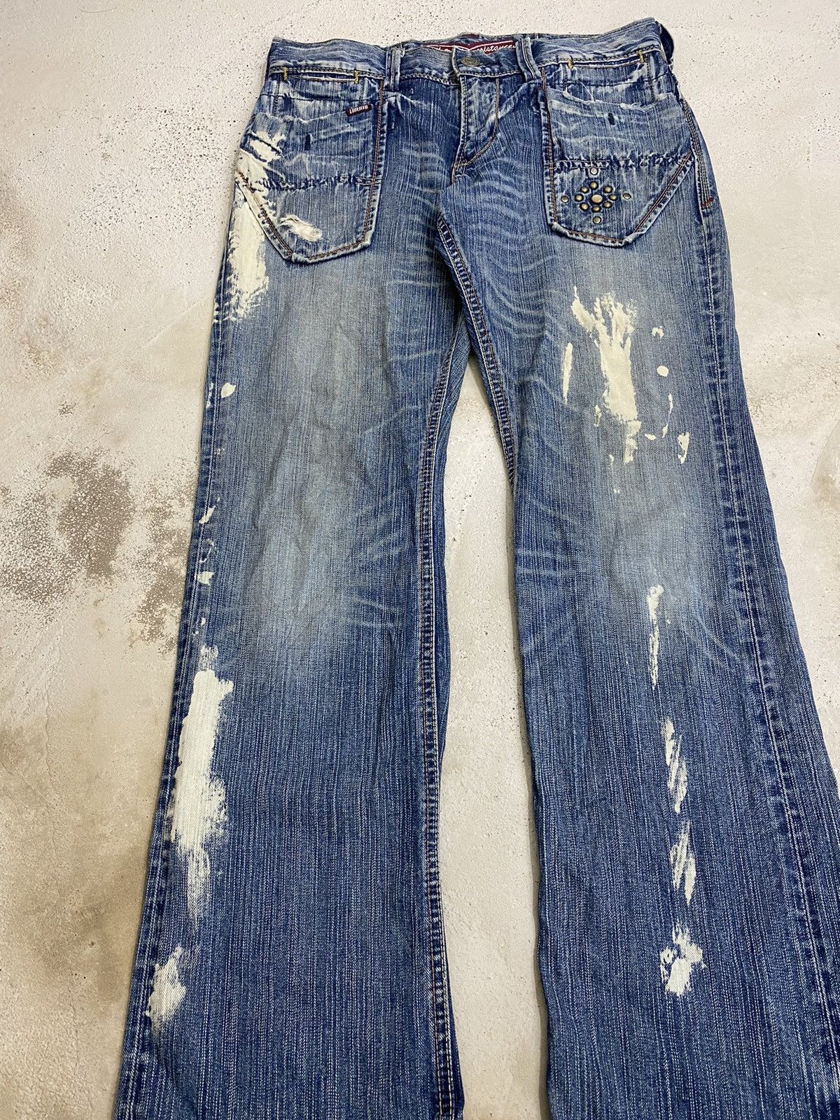 If Six Was Nine Le Jean De Base Francais Clawn Mark Blue Way Abstract Paint Size US 32 / EU 48 - 4 Thumbnail