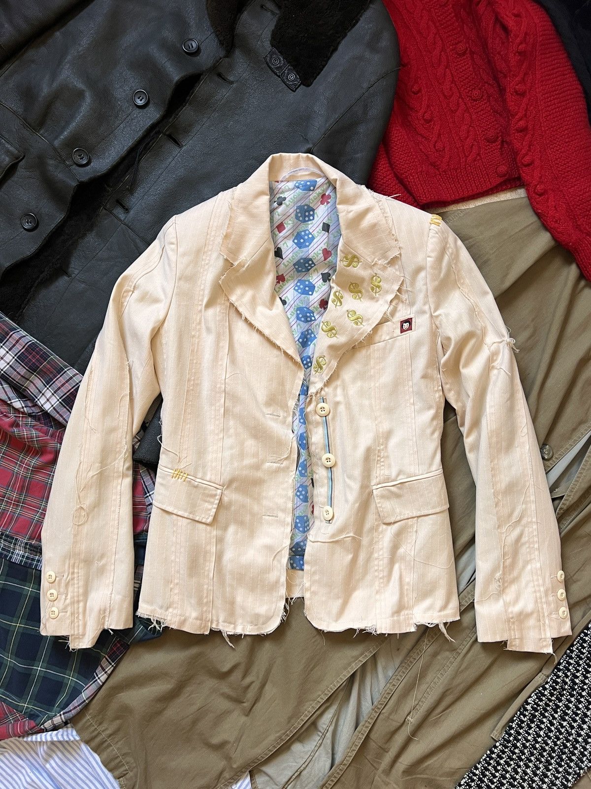 Japanese Brand Vintage Japan Inspired Distressed Zucca Blazer Avant Garde Size M / US 6-8 / IT 42-44 - 3 Thumbnail