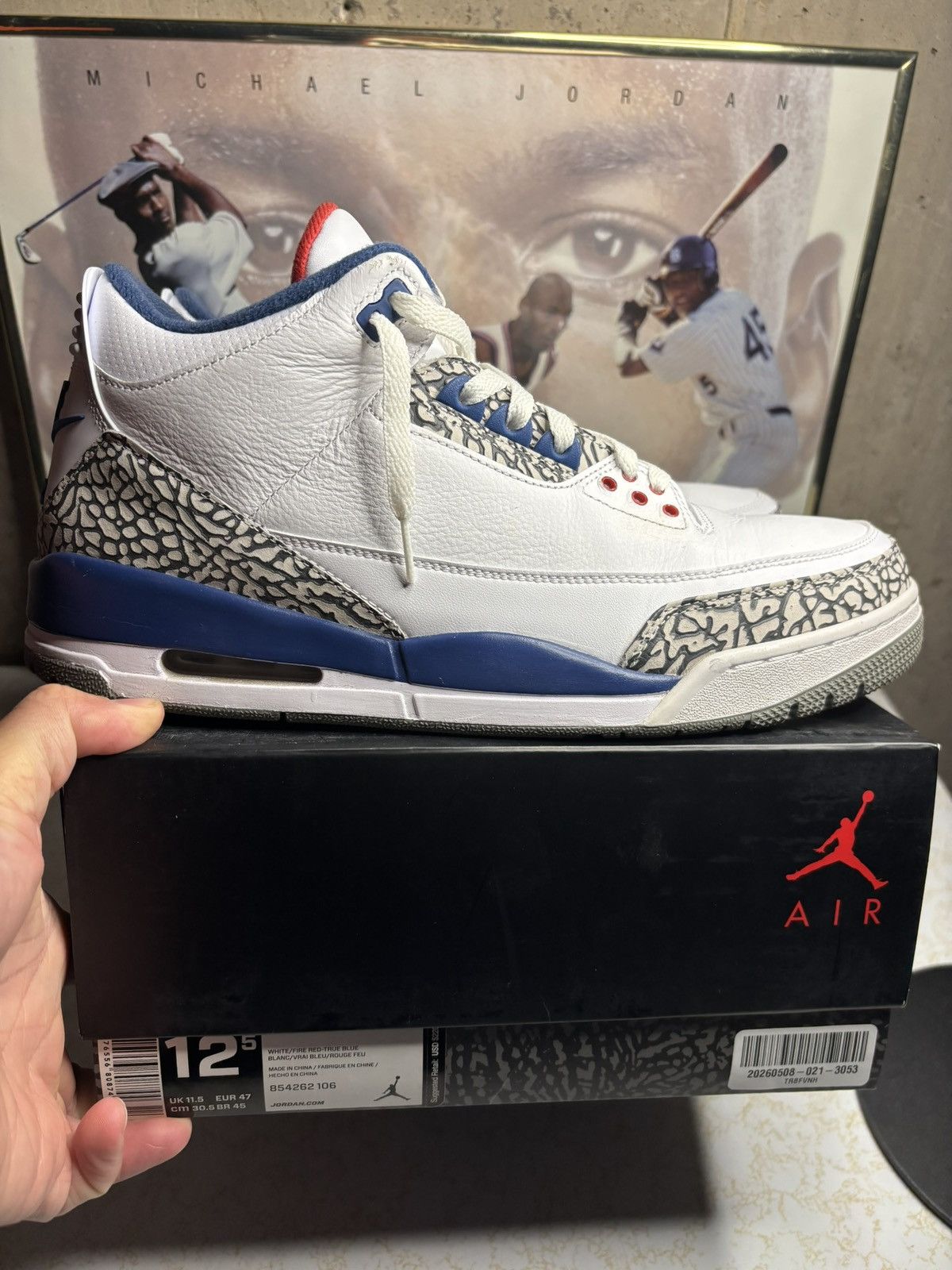 Jordan Brand Air Jordan 3 Retro OG True Blue 2016 Size US 12.5 / EU 45-46 - 1 Thumbnail