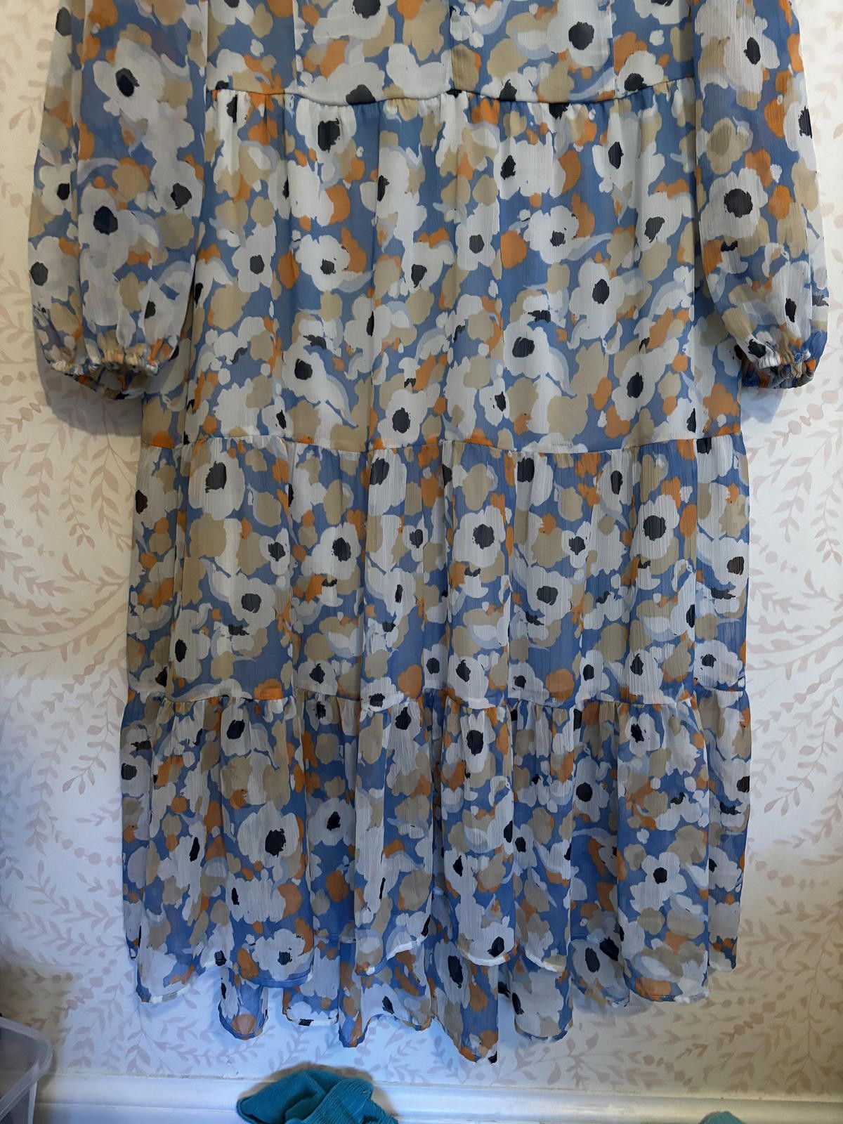 Jones New York JOIE Floral Long Sleeve Tiered Midi Dress Size XXL / US 16-18 / IT 52-54 - 3 Thumbnail