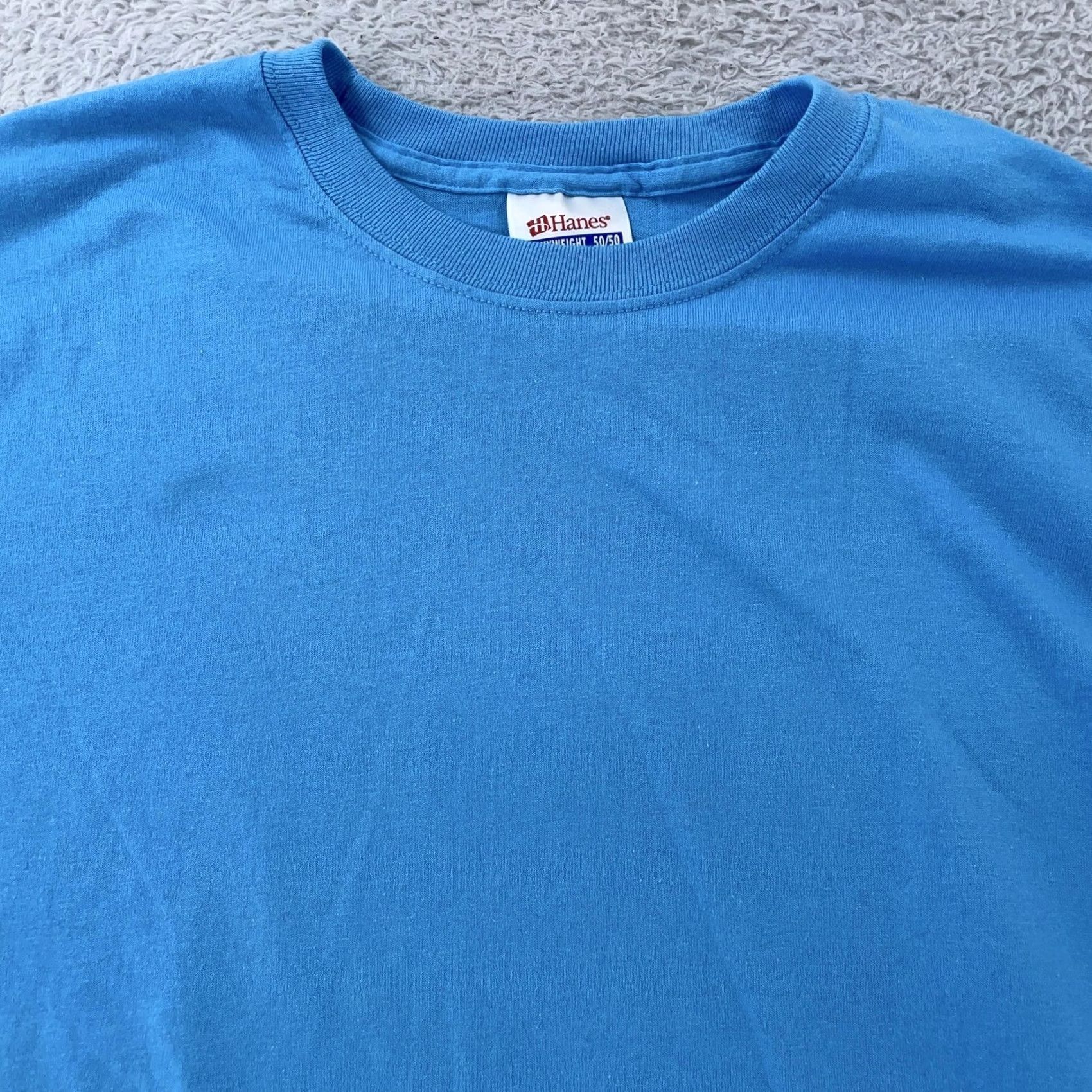 Hanes VINTAGE Hanes Blank Blue Shirt Mens M 50/50 Cotton Polyester Crewneck Tee Shirt Size US M / EU 48-50 / 2 - 2 Thumbnail