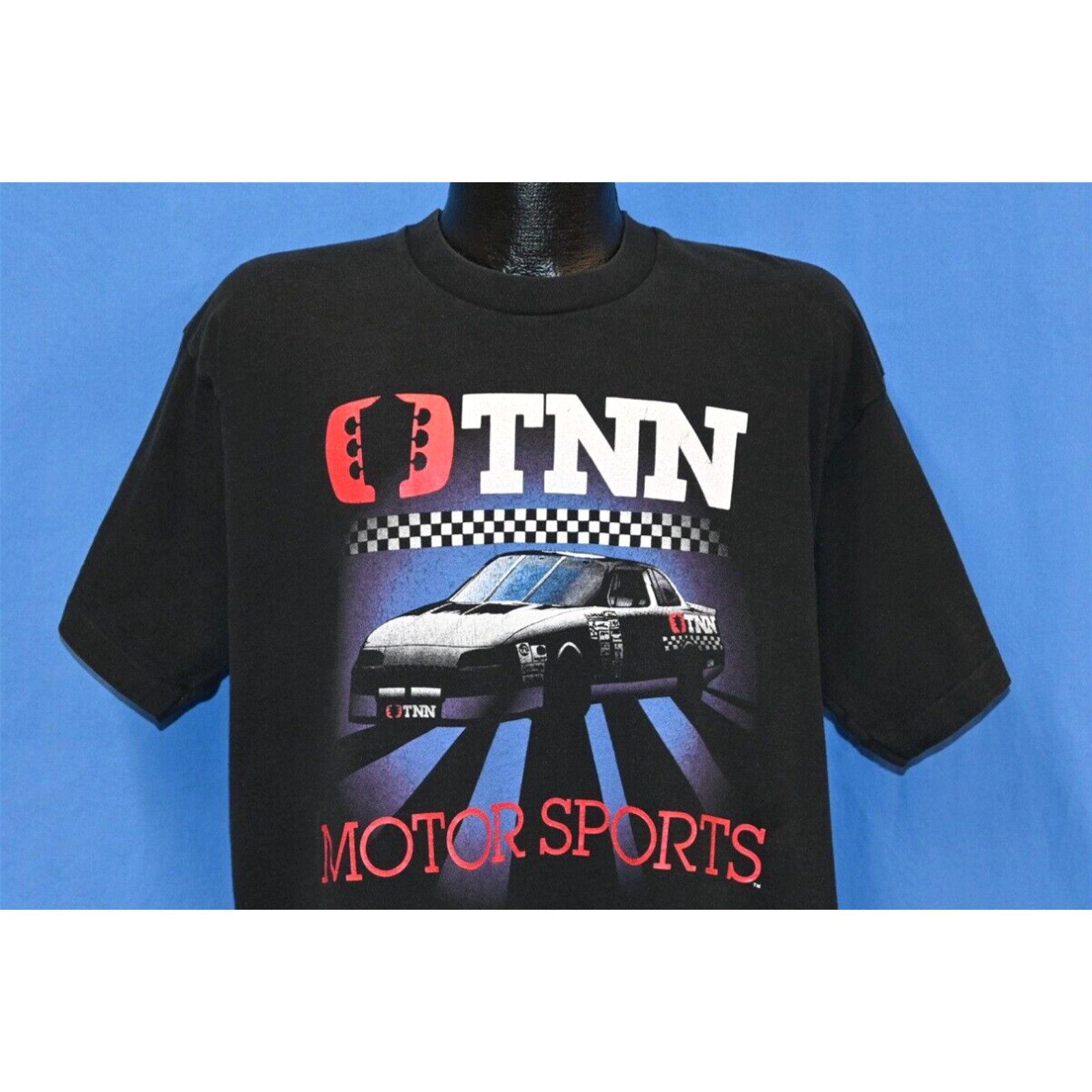 image of Fruit Of The Loom Vintage 90's Tnn Motorsports Nashville Network Tennessee Racing T-Shirt XL in Whi