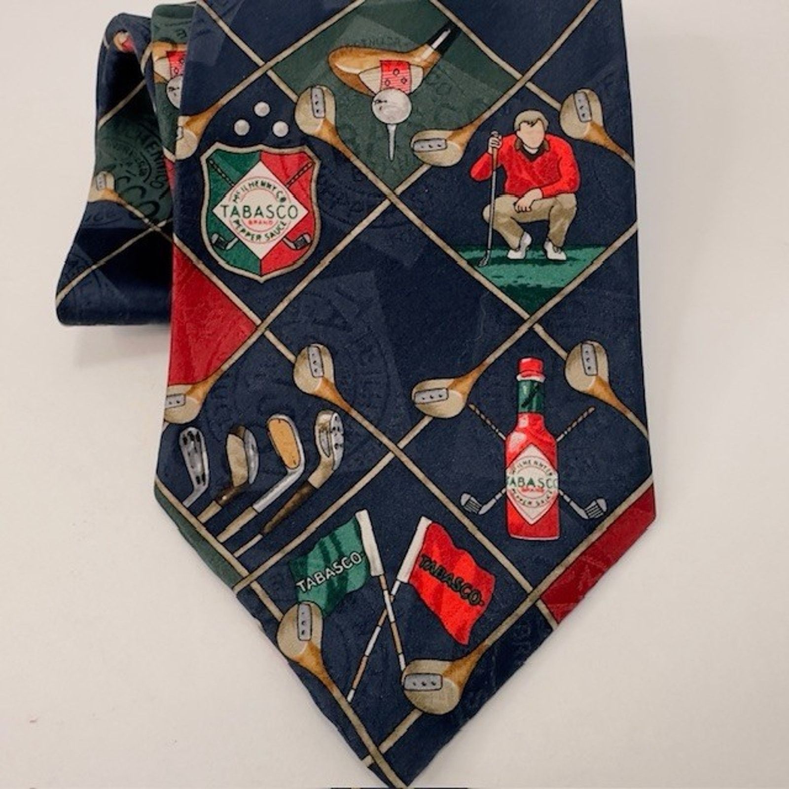 Tabasco Tabasco Golf Themed 100% Silk Tie USA Novelty 58 1/2" x 4" Size ONE SIZE - 2 Thumbnail