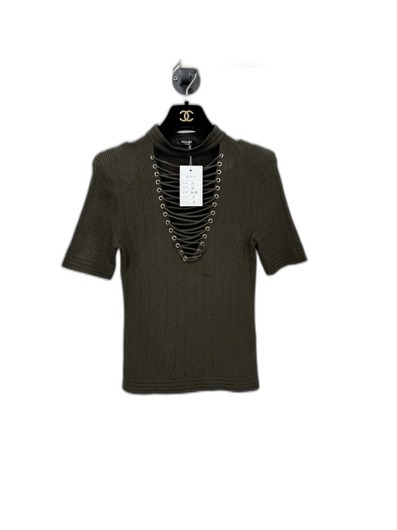 Balmain Balmain Knitted Short Sleeve Top Size S / US 4 / IT 40 - 1 Thumbnail