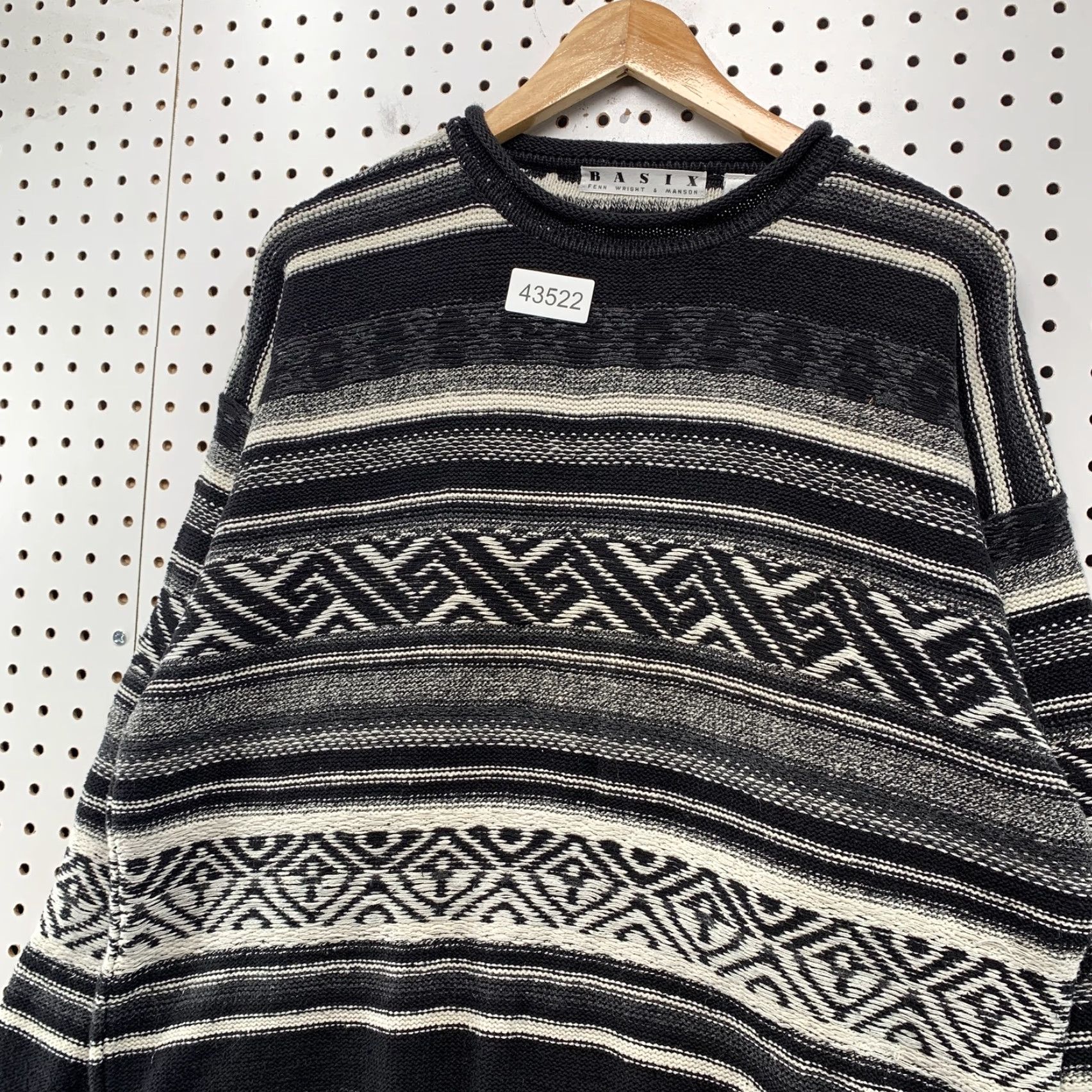 Vintage VINTAGE Fenn Wright Manson Black Striped Sweater Mens Large Ramie Cotton Pullover Knit Crew Neck Winter Casual Mens L Black Striped Sweater Size US L / EU 52-54 / 3 - 4 Thumbnail