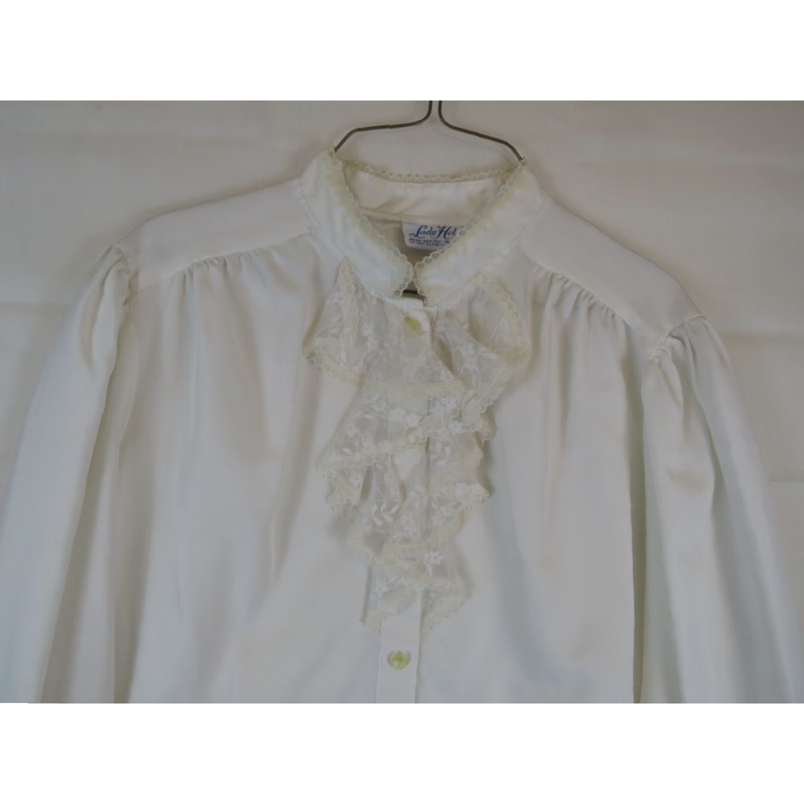 Vintage VINTAGE Lady Holiday White Blouse Shirt - USA Made, Size M, 50s 60s 70s, Collar, Long Sleeve, Solid, Breathable, Womens Mood: Basic, Vintage: Yes Size M / US 6-8 / IT 42-44 - 3 Thumbnail
