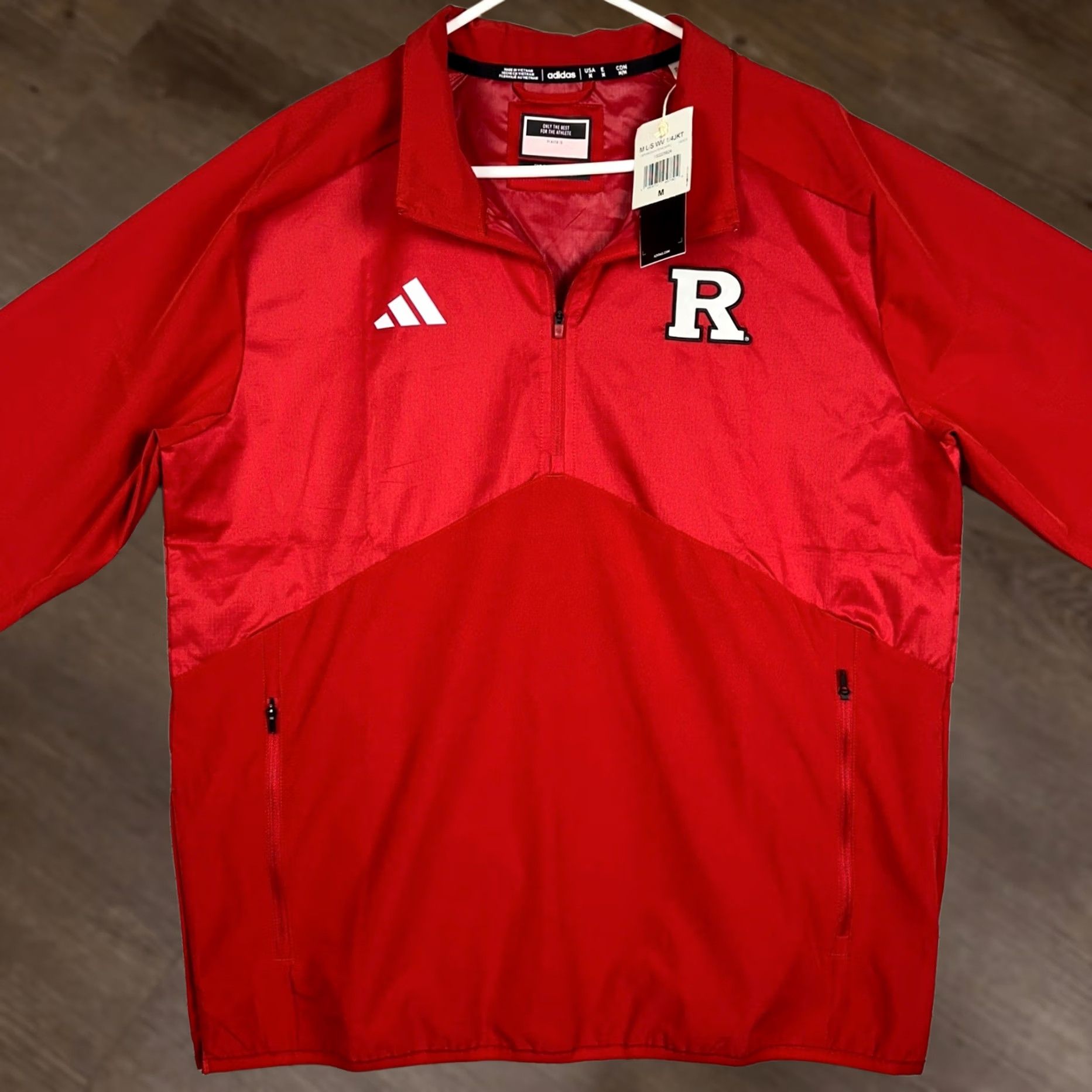 Adidas Rutgers Adidas Jacket Mens M Red Windbreaker Quarter Zip Pullover Size US M / EU 48-50 / 2 - 1 Thumbnail