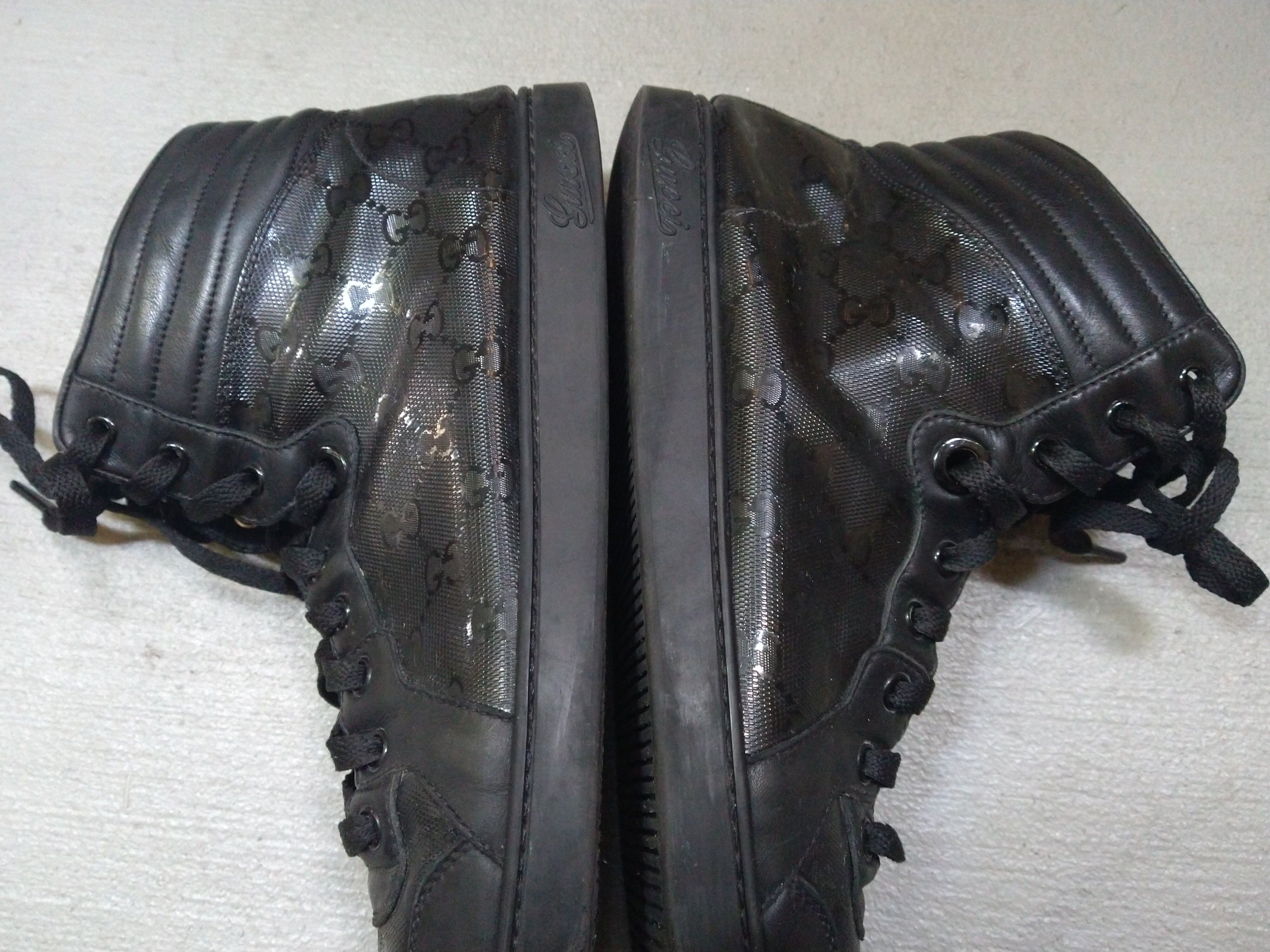 Gucci Gucci High Top Sneakers Black Leather Size 11 Lace Up Size US 11 / EU 44 - 5 Thumbnail