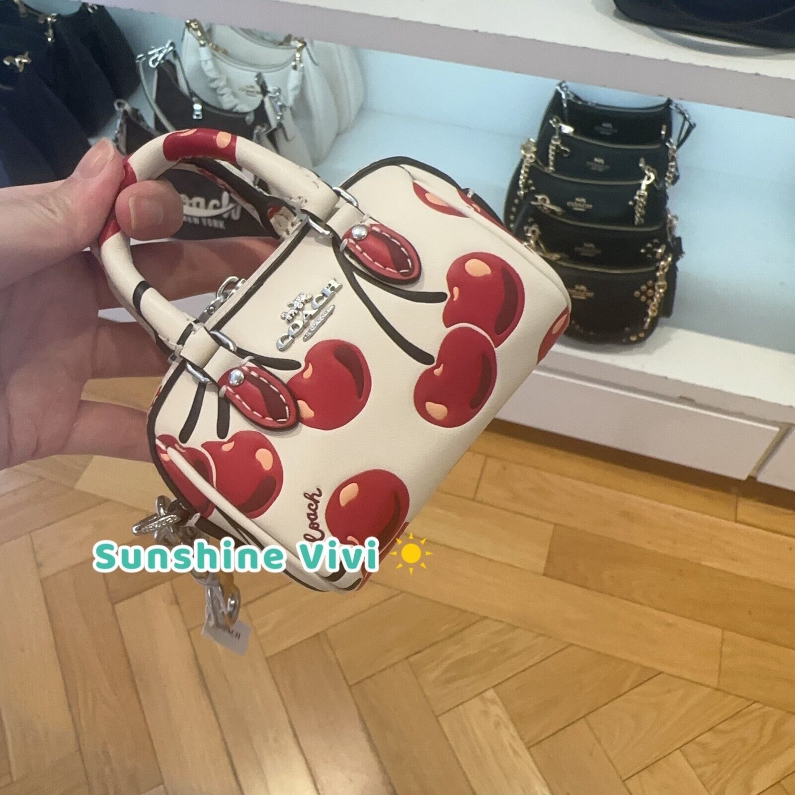 Coach NWT Coach Mini Rowan Bag Charm Chalk Red Cherry CZ082 Size ONE SIZE - 1 Thumbnail