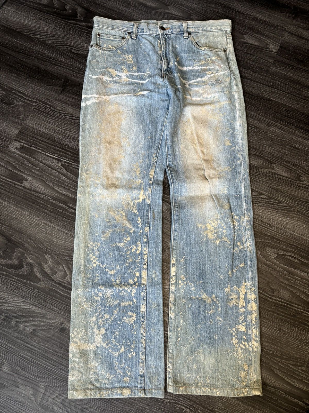 Yoshiyuki Konishi Gold Painted Denim Size US 32 / EU 48 - 2 Thumbnail