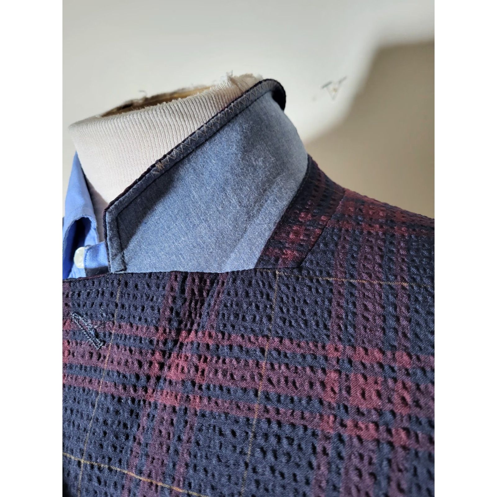 English Laundry English Laundry 48R Blazer Jacket Sport Coat Notch Lapel Plaid Wool Polyester Seersucker Stretch 2-Button Double-Vented Regular Fit Multicolor Size 48R - 6 Thumbnail