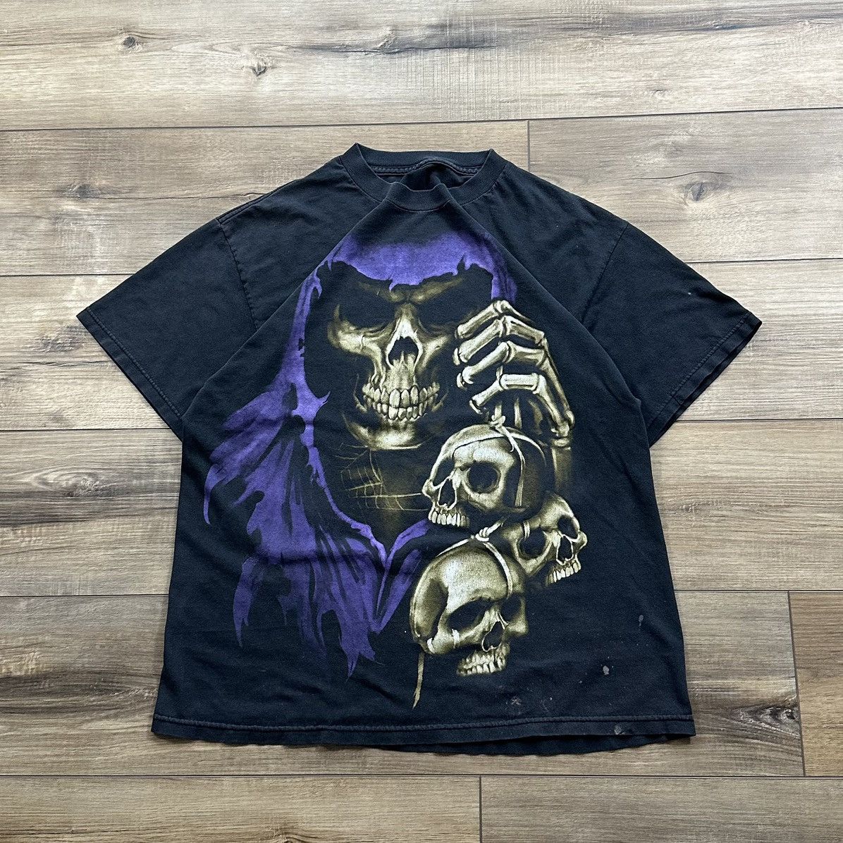 Other Vintage 2000s Y2K Grim Reaper Skull Grunge Graphic Tee Size US M / EU 48-50 / 2 - 1 Thumbnail