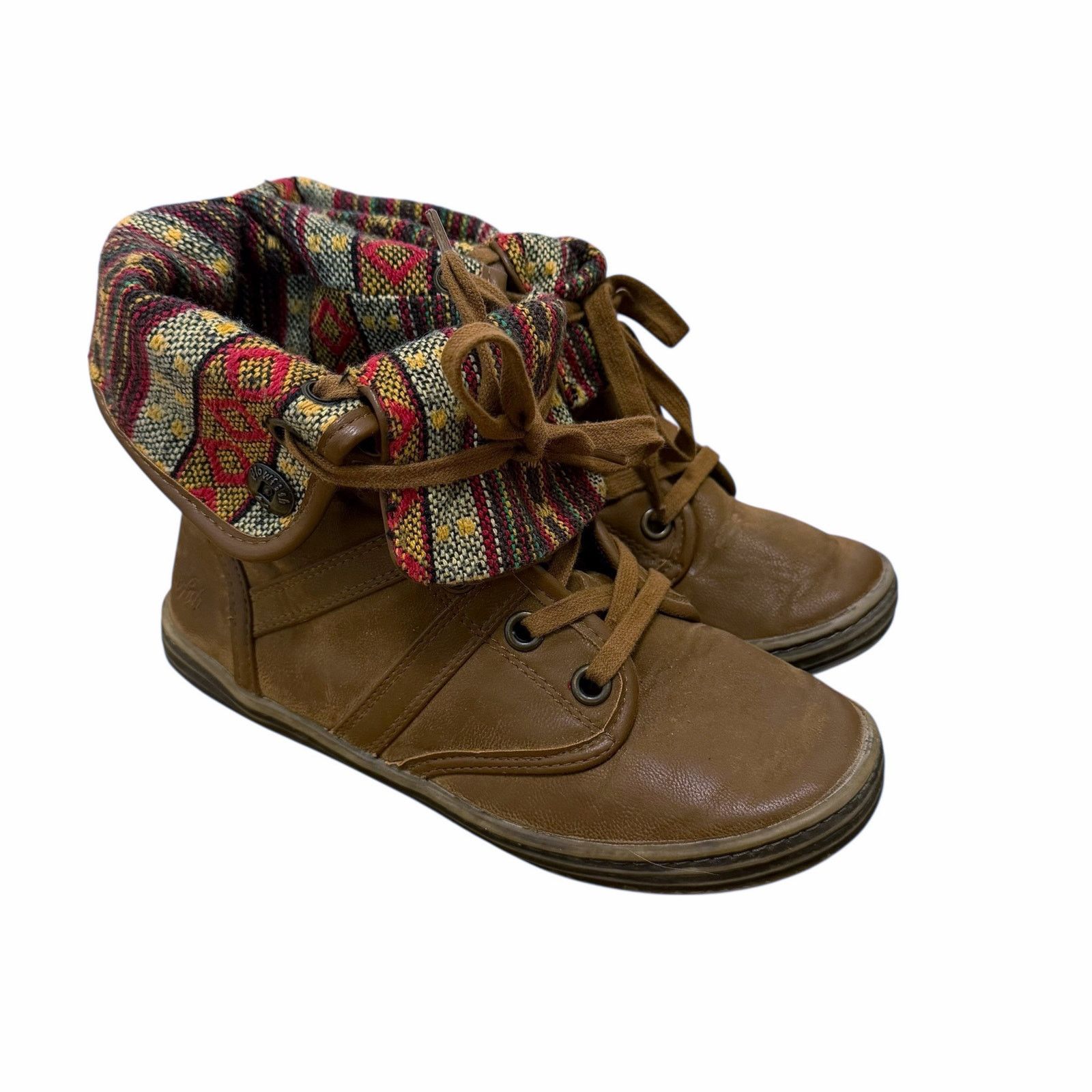 Other Blowfish Tan Faux Leather Foldover Booties Sz 6 Size US 6 / IT 36 - 1 Thumbnail