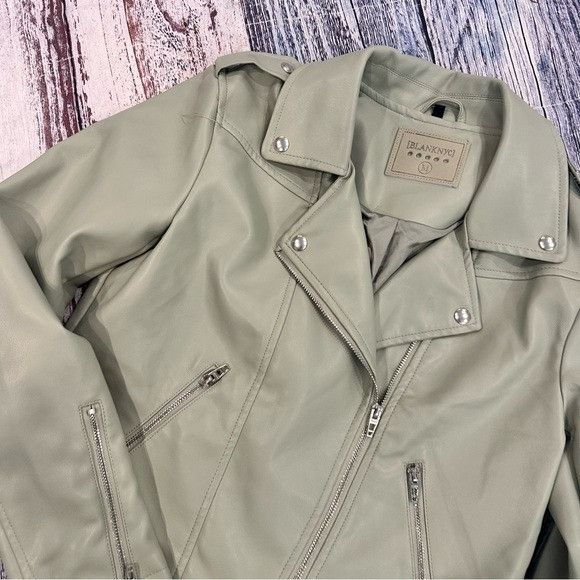 BLANKNYC Blank NYC Women's Mint Green Vegan Leather Moto Jacket Size M / US 6-8 / IT 42-44 - 3 Thumbnail