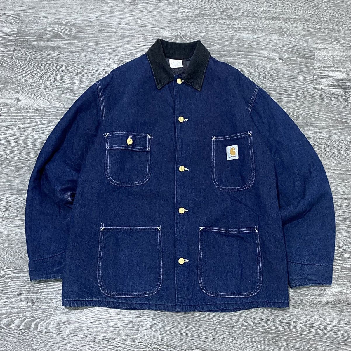 VTG Carhartt 8LC Denim Blanket Lined Chore Coat 42