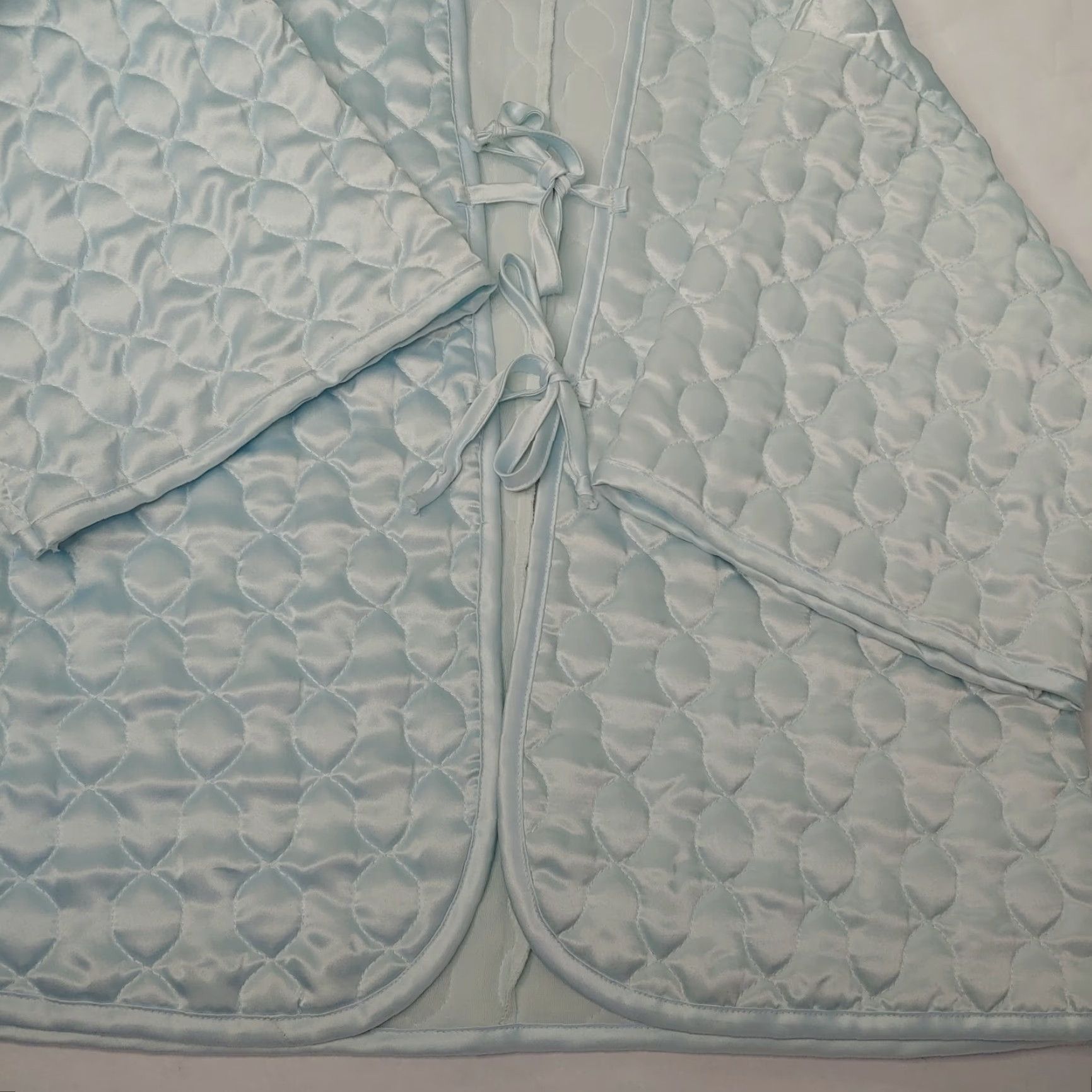 Vintage VINTAGE Sans Souchi Intimates Womens Small Sleep shirt Quilted Blue Tie Front Size S / US 4 / IT 40 - 5 Thumbnail
