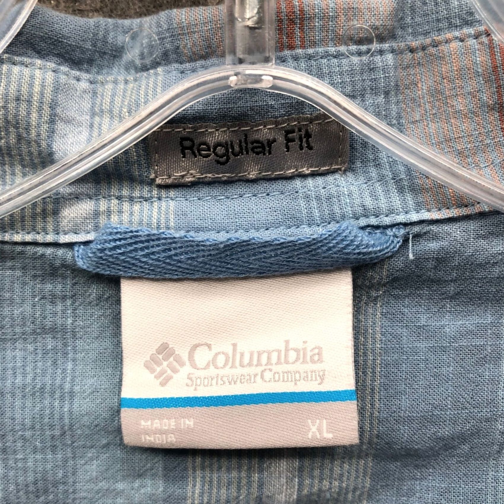 Vintage Columbia Shirt Mens XL Blue Striped Short Sleeve Button-Up Collared Pocket Breathable Cotton Hiking Summer Size US XL / EU 56 / 4 - 3 Thumbnail