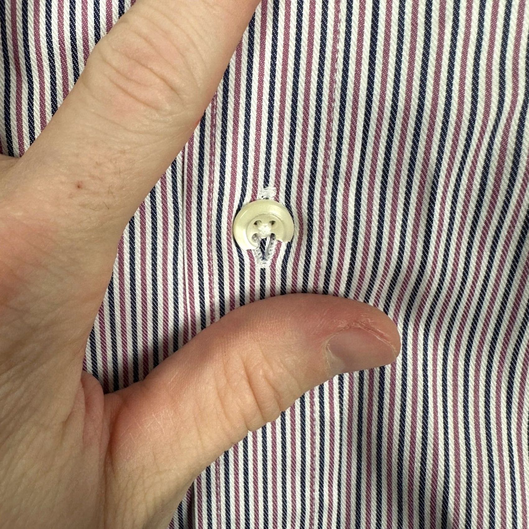Hart Schaffner Marx Hart Schaffner Marx Mens Shirt Button Down Long Sleeve Striped Cotton 2XL Purple Navy Wrinkle Resistant Pockets Casual Workwear Business Mens Size US XXL / EU 58 / 5 - 7 Thumbnail