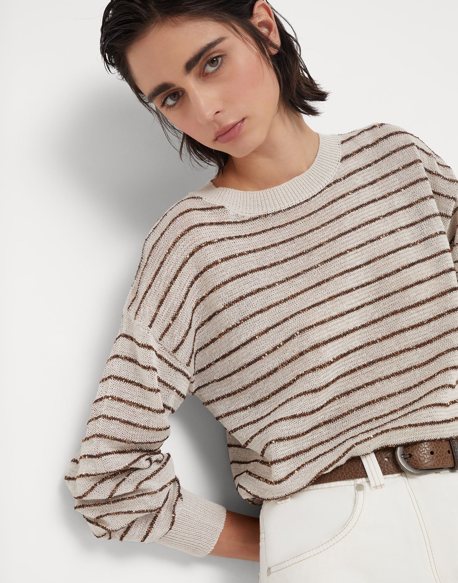 Brunello Cucinelli o1w1db10825 Sweater in Medium Beige Size S / US 4 / IT 40 - 3 Thumbnail