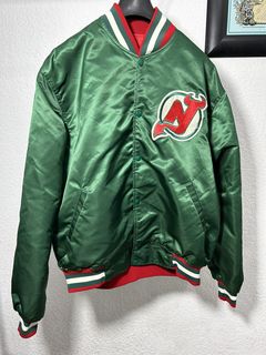 90's New Jersey Devils Green Starter Satin NHL Jacket Size Large