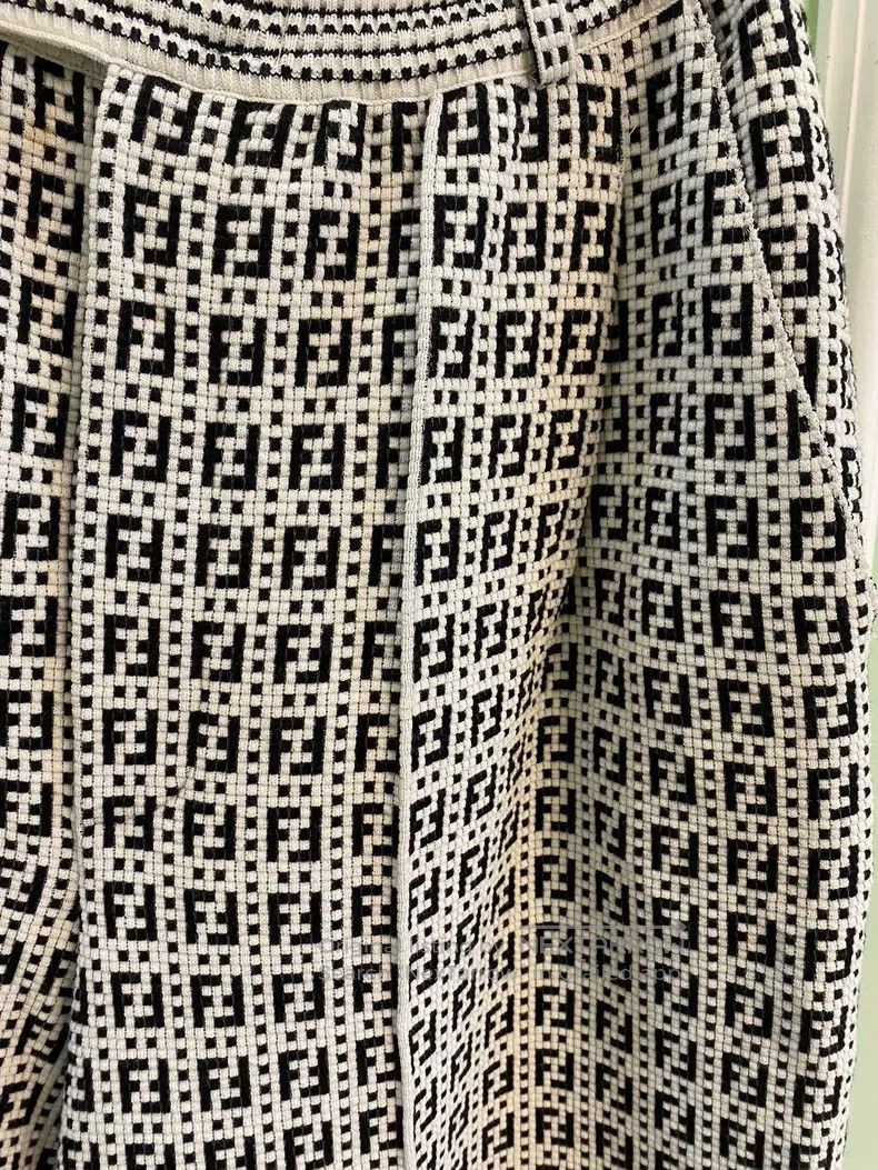 Fendi Fendi Classic Black and White Monogram Wide Leg Pants Size 26" / US 2 / IT 38 - 5 Thumbnail
