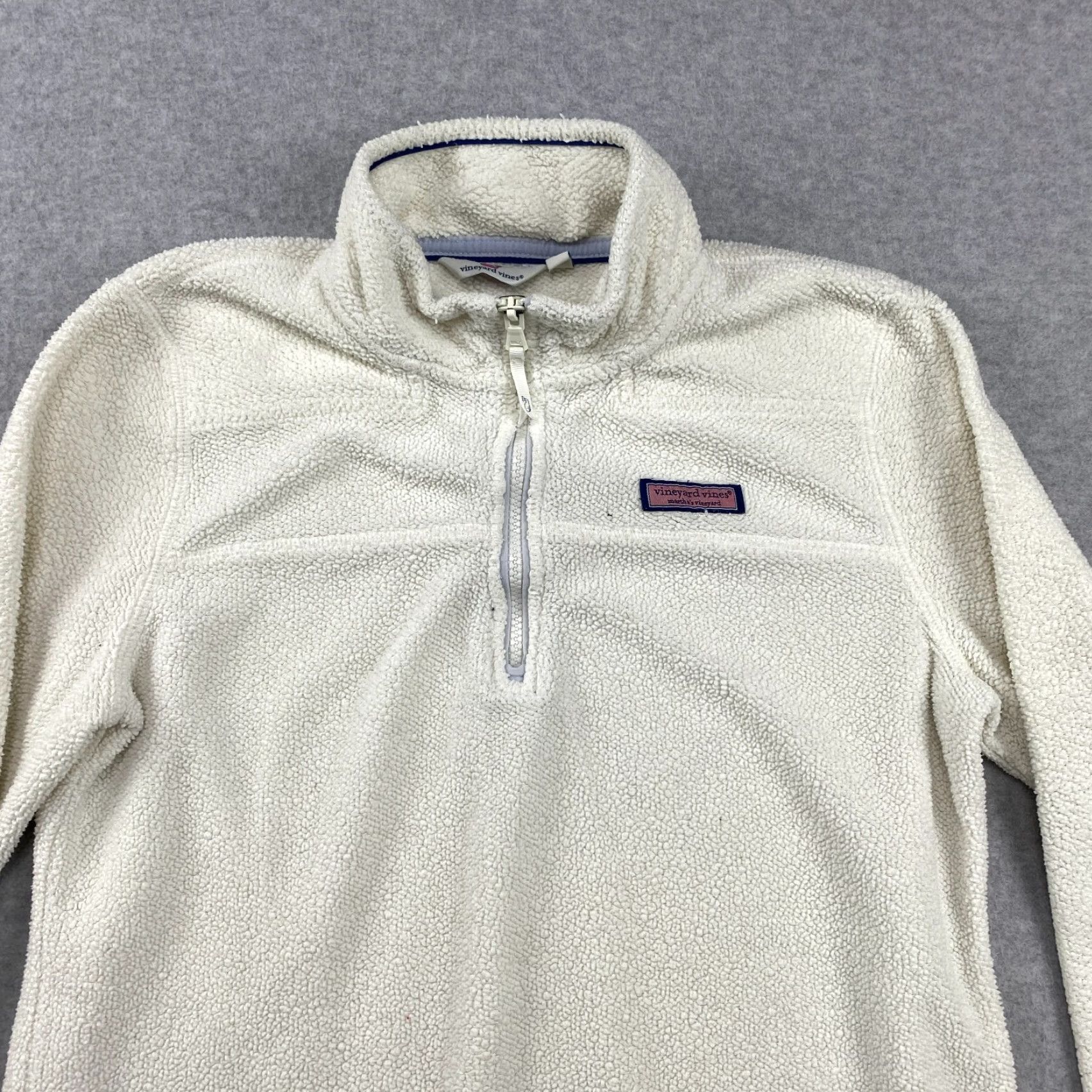 Vineyard Vines VINEYARD VINES Shep Sweater Womens S White Mock Neck 1/4 Zip Pullover Fleece Casual Shirt Size S / US 4 / IT 40 - 2 Thumbnail