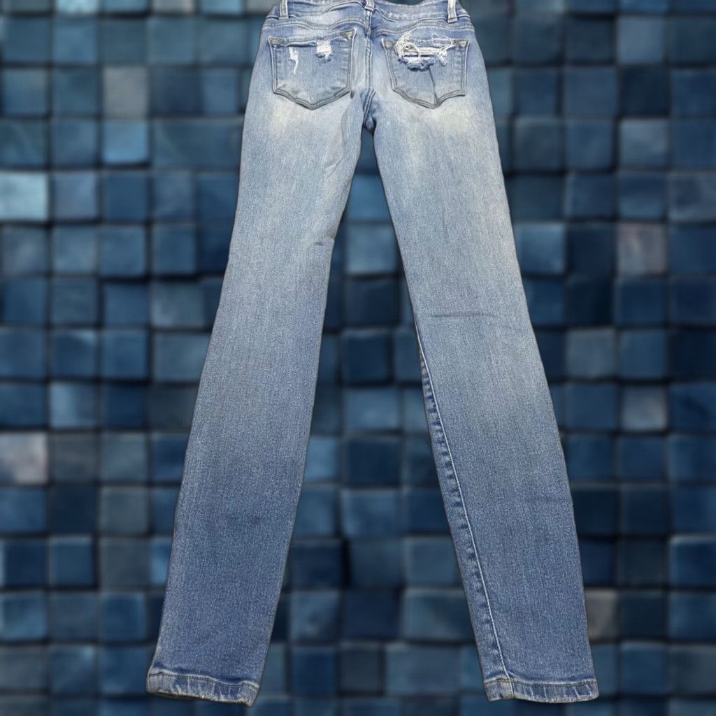 Vintage KanCan Womens Jeans sz 26 Blue Denim High Rise Skinny Distressed Medium Wash Jeans Size 26" / US 2 / IT 38 - 1 Thumbnail