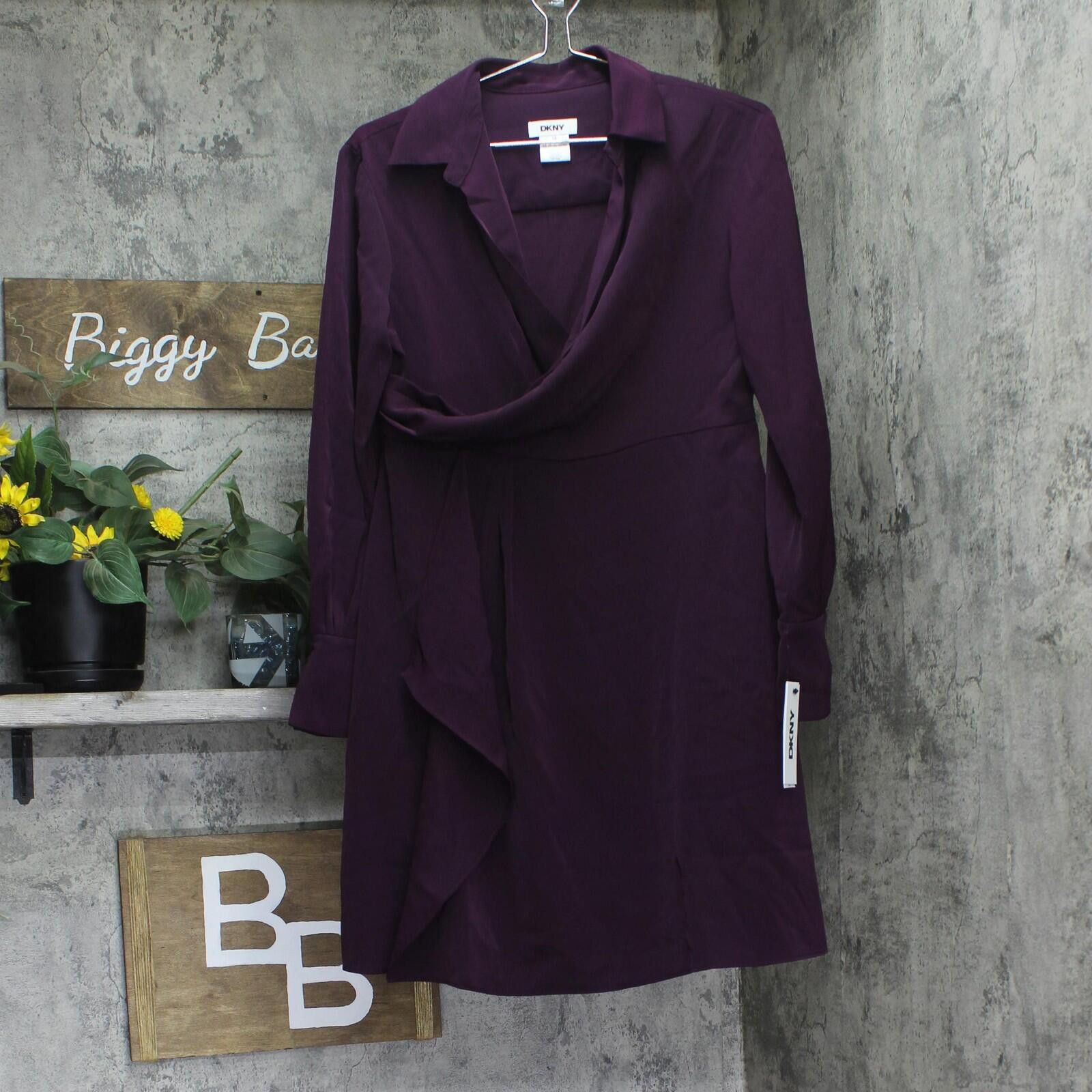 DKNY Nwt Dkny Womens Long-sleeve Dress Xd4g2c86 Raisin Purple 12p Size XL / US 12-14 / IT 48-50 - 1 Thumbnail