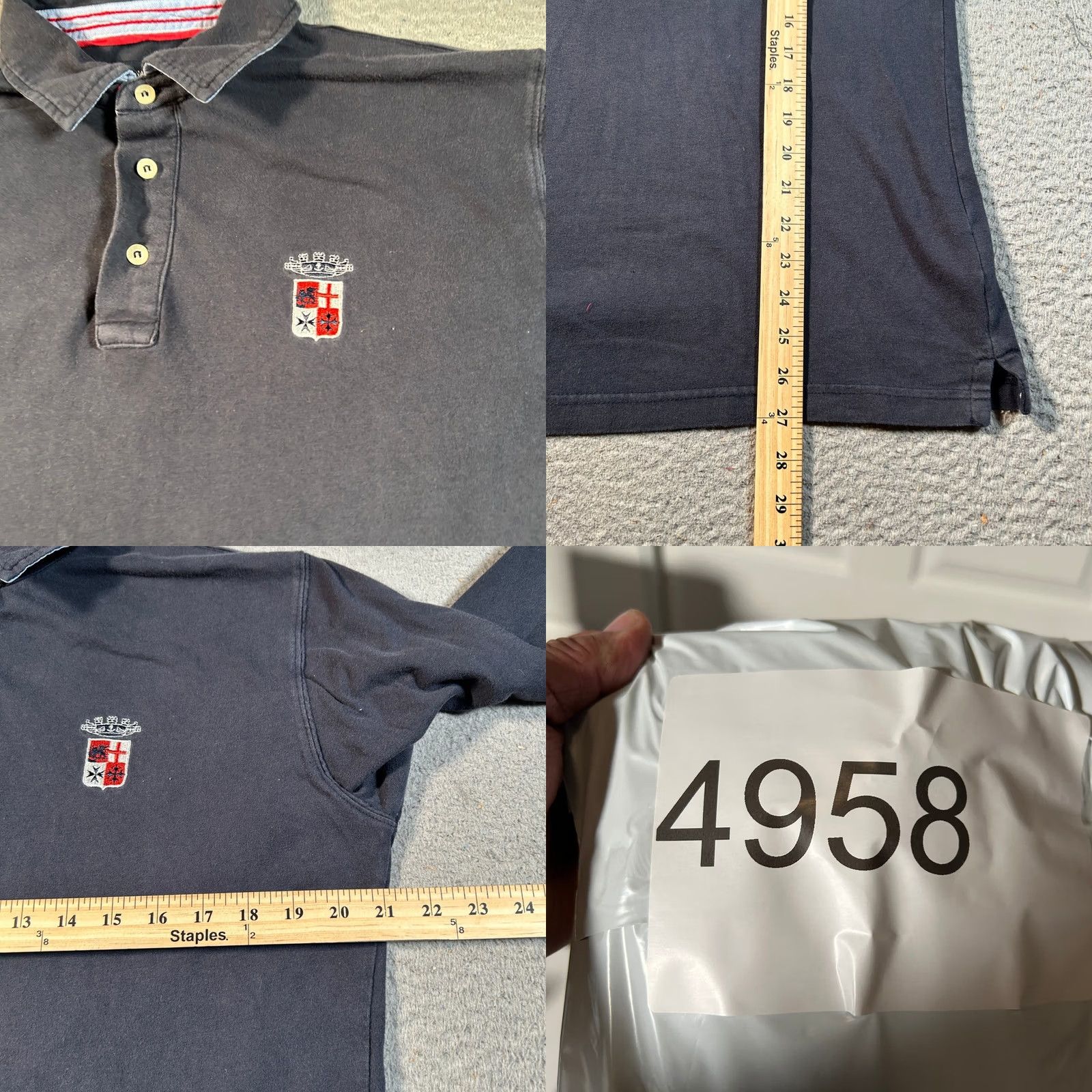 Vintage Marina Militare Polo Shirt Mens Large Long Sleeve Crest Logo Blue Italy Preppy Size US L / EU 52-54 / 3 - 8 Thumbnail