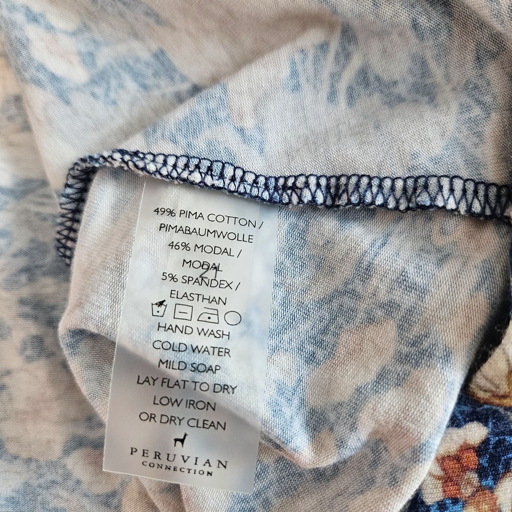 Vintage Peruvian Connection Womens Tunic 2XL Blue Floral Cotton Modal Blend Blouse Shirt Daywear, Womens, 2XL, Blue, Floral, Tunic Size XXL / US 16-18 / IT 52-54 - 4 Thumbnail