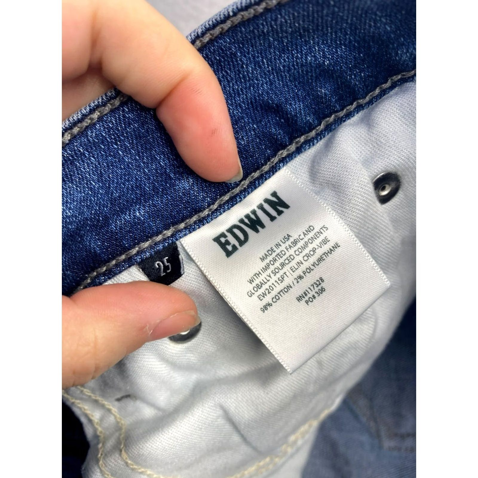 Edwin Women’s Edwin Elin Crop Straight Jeans 25 Women Blue Jeans Crop Straight Accessories: 5-pocket Women’s Size 42" / US 20 - 7 Thumbnail