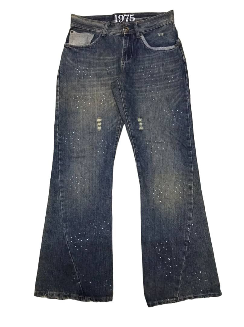 Japanese Brand Japanese Rubber Soul Distressed Flared Baggy Jeans Size US 33 - 1 Thumbnail