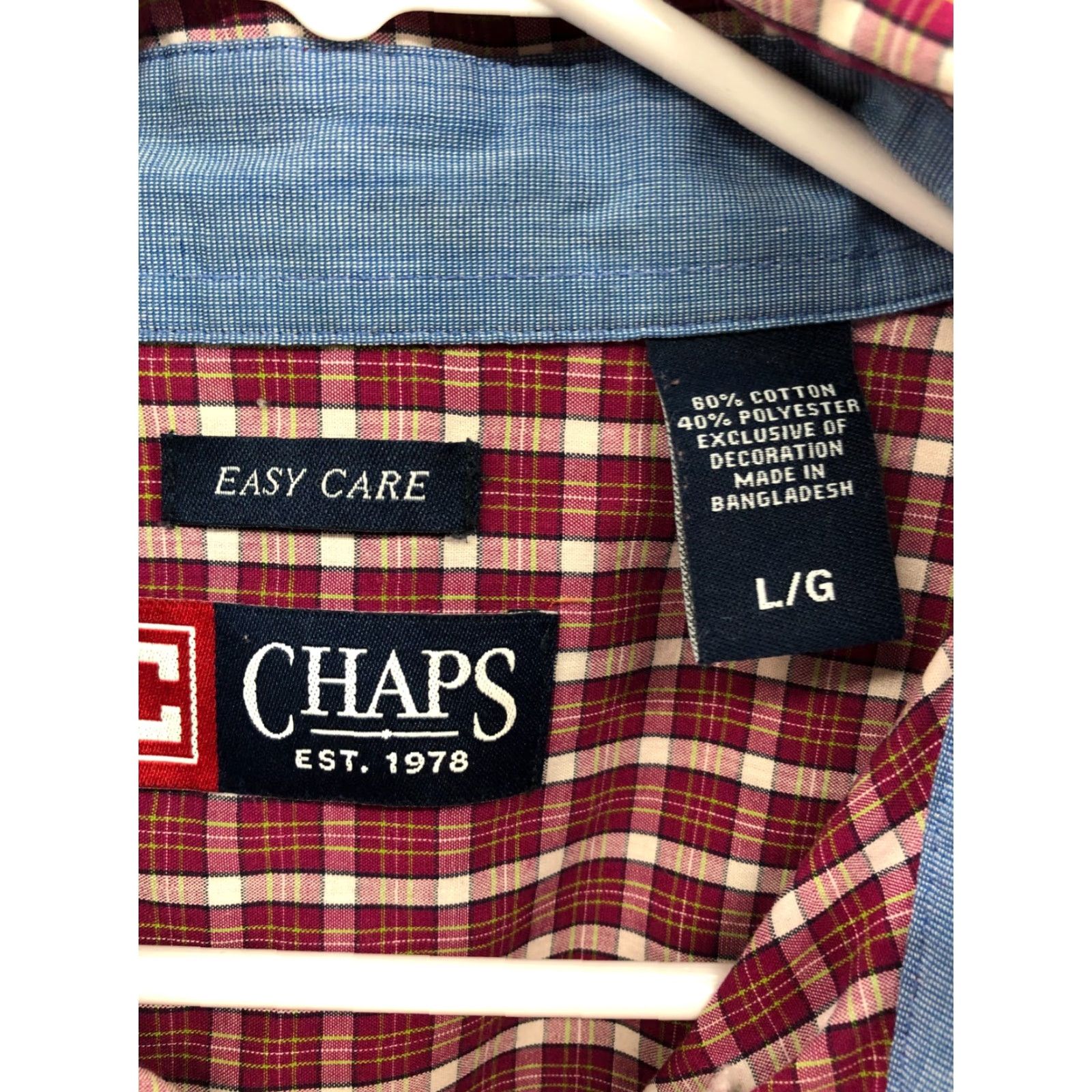 Chaps Chaps Shirt Mens L Long Sleeve Button-Down Easy Care Check Red Size US L / EU 52-54 / 3 - 7 Thumbnail