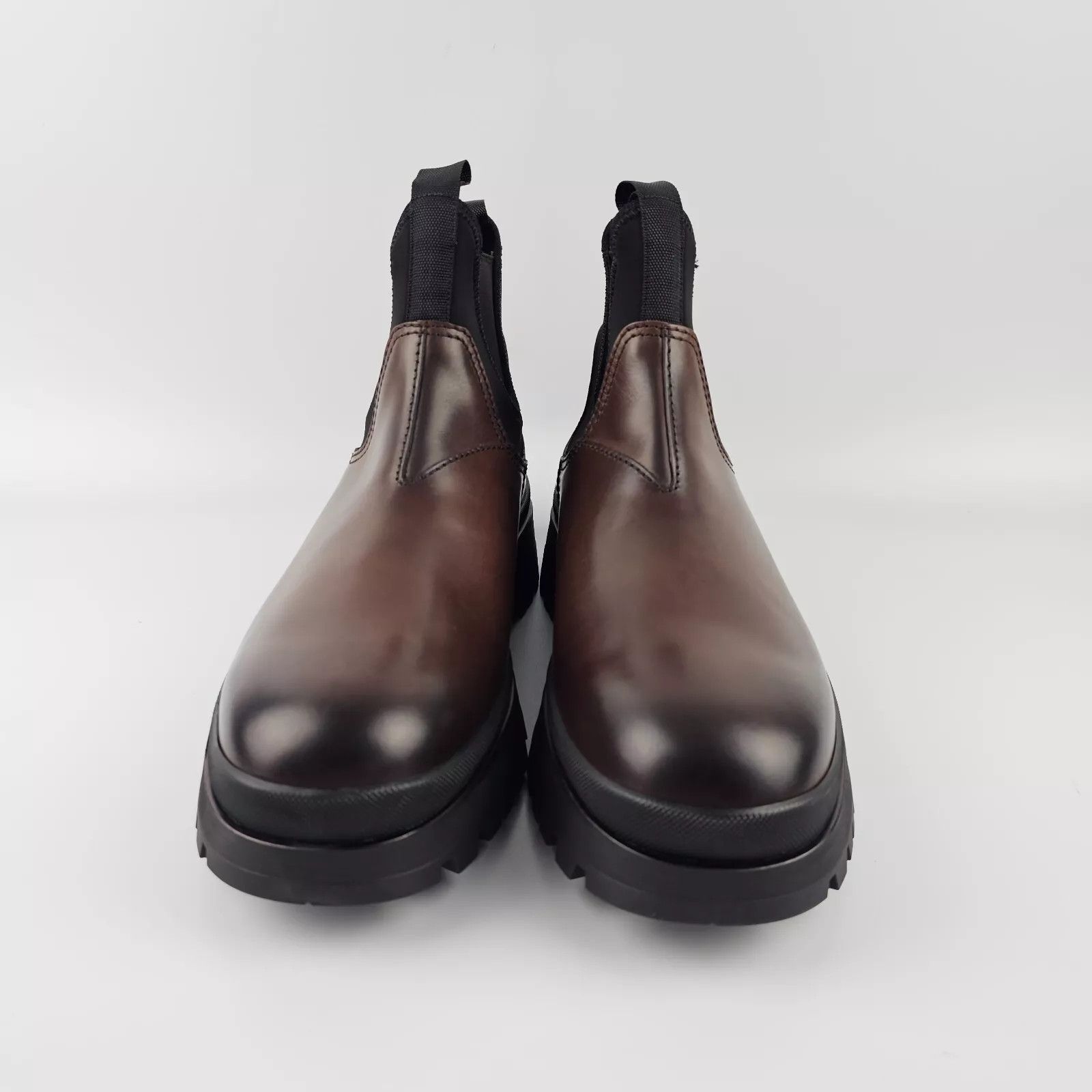 Prada PRADA Brown Leather Stretch Fabric Chelsea Boots Size US 5.5 / EU 38 - 5 Thumbnail
