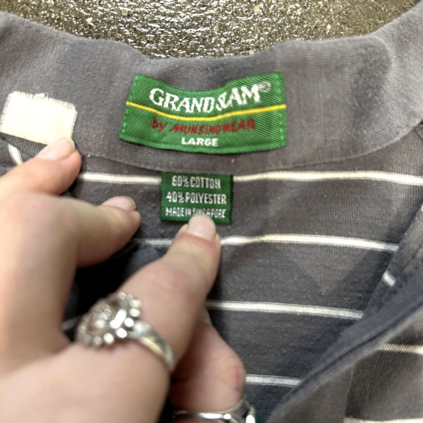 Vintage VINTAGE Grand Slam Polo Shirt Mens Large Gray Striped Pocket Golf Munsingwear Size US L / EU 52-54 / 3 - 3 Thumbnail