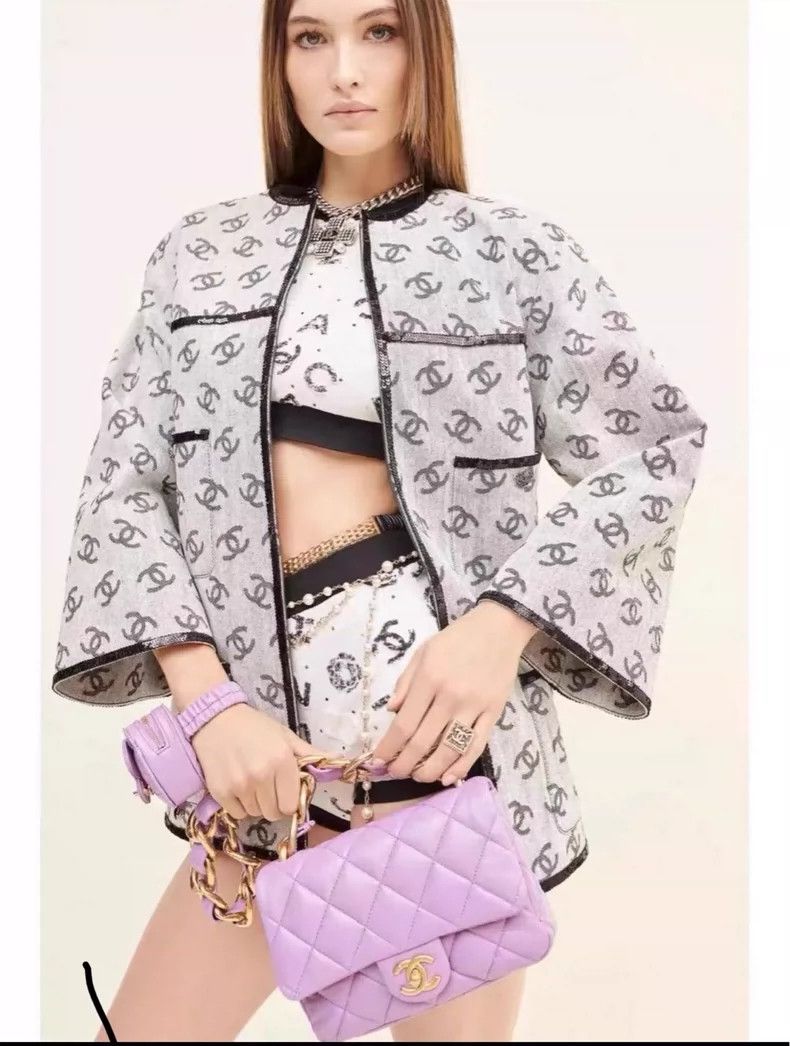 Chanel Chanel 22ss show gray logo jacket Size XXS / US 00 / IT 34 - 1 Thumbnail