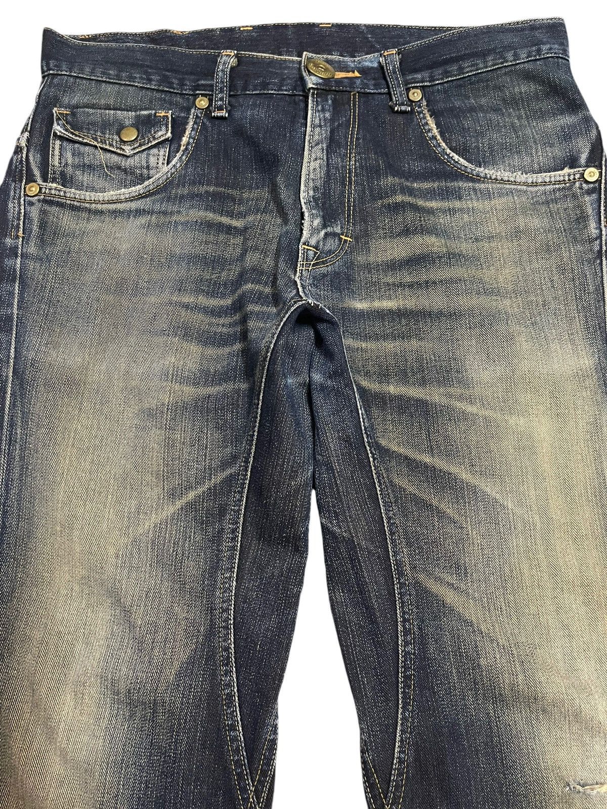 Lee Vintage Lee Cowboy Buckle Blue Wash Bleached Baggy Jeans Size US 34 / EU 50 - 3 Thumbnail