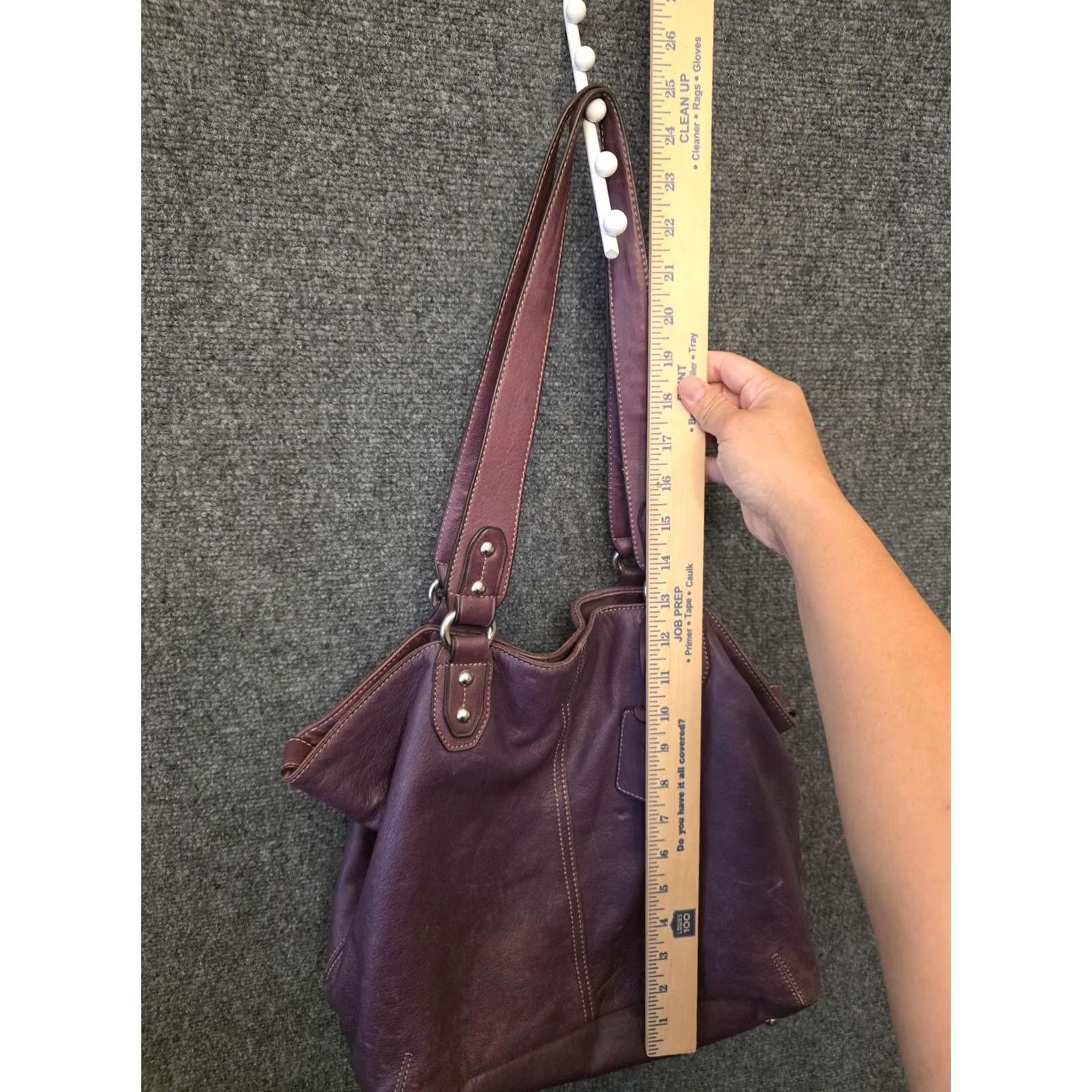 Vintage Tignanello Shoulder Bag Womens Medium Purple Leather Studded Striped Lining Size ONE SIZE - 4 Thumbnail